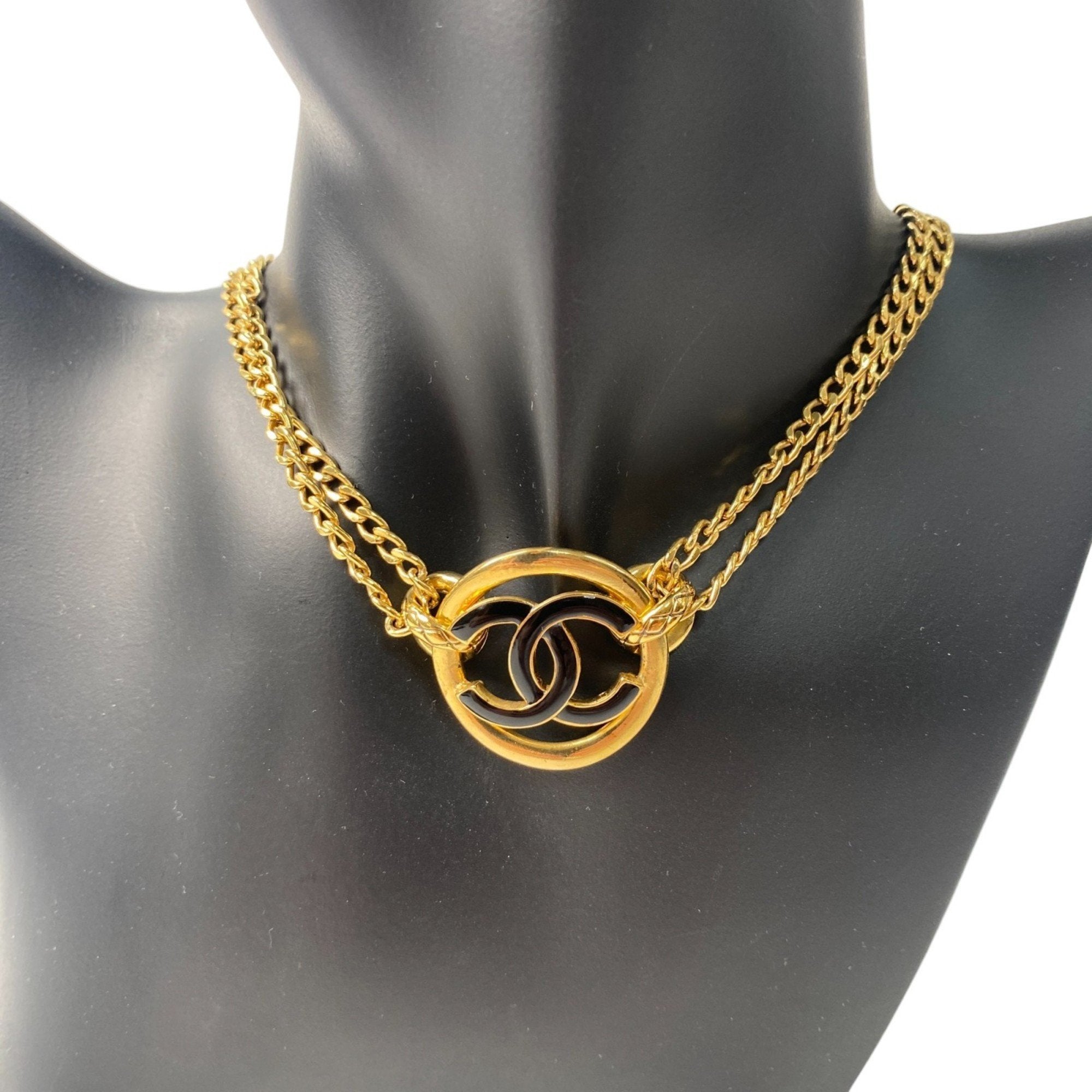 CC Logo Necklace Gold-Tone Metal