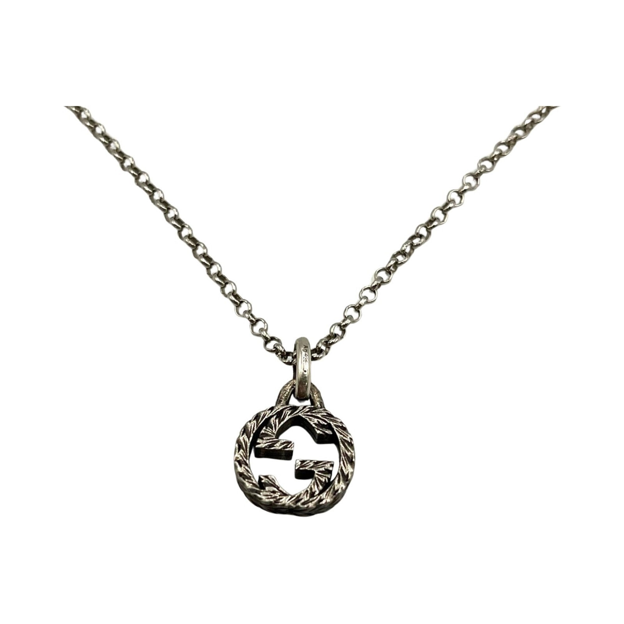Interlocking G Pendant Necklace Sterling Silver
