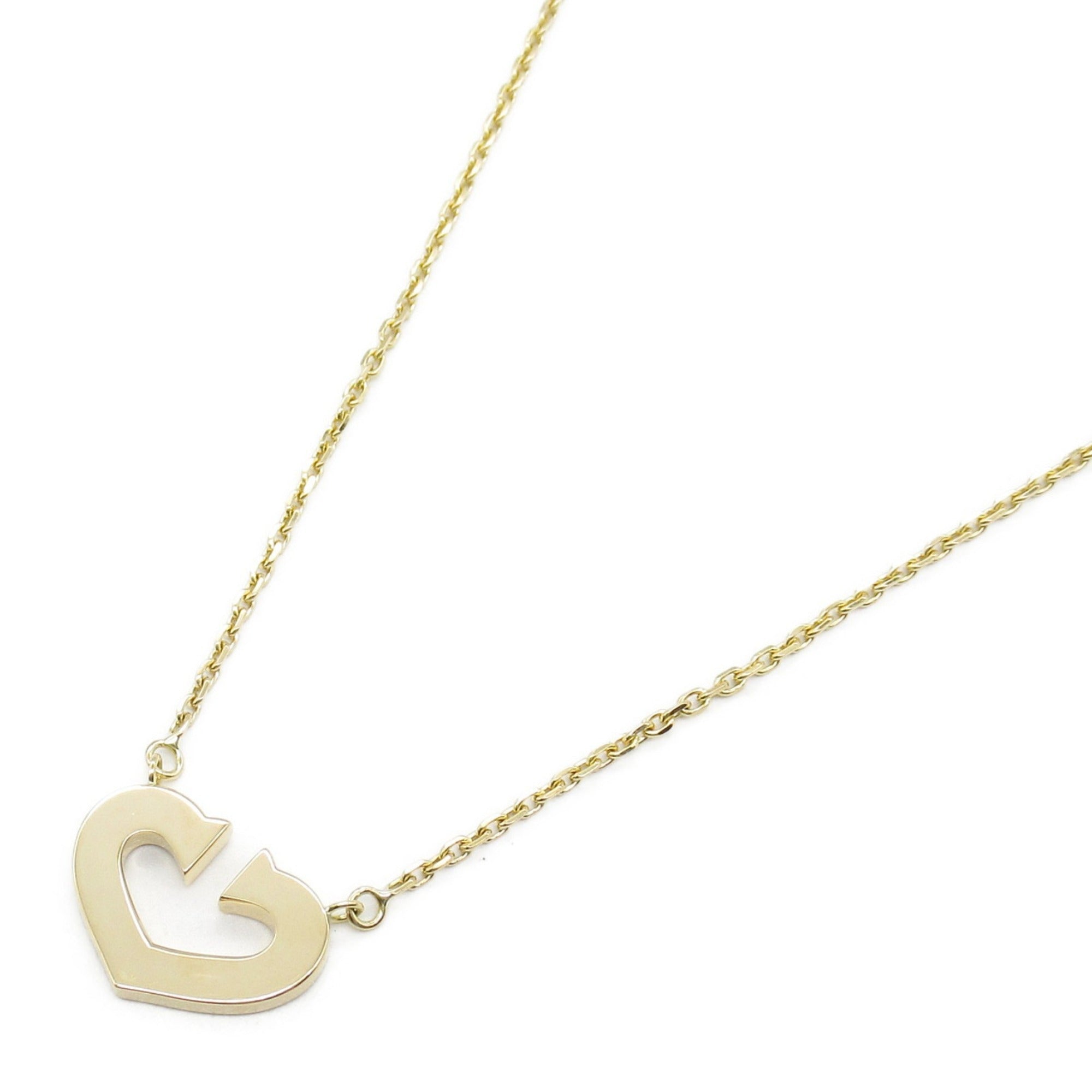 C Heart Pendant Necklace Sterling Silver and 18K Yellow Gold