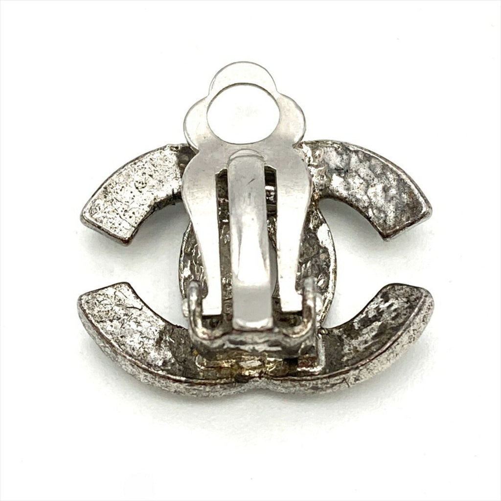 CC Logo Clip-On Earrings Silver-Tone Metal Silver-Tone Metal
