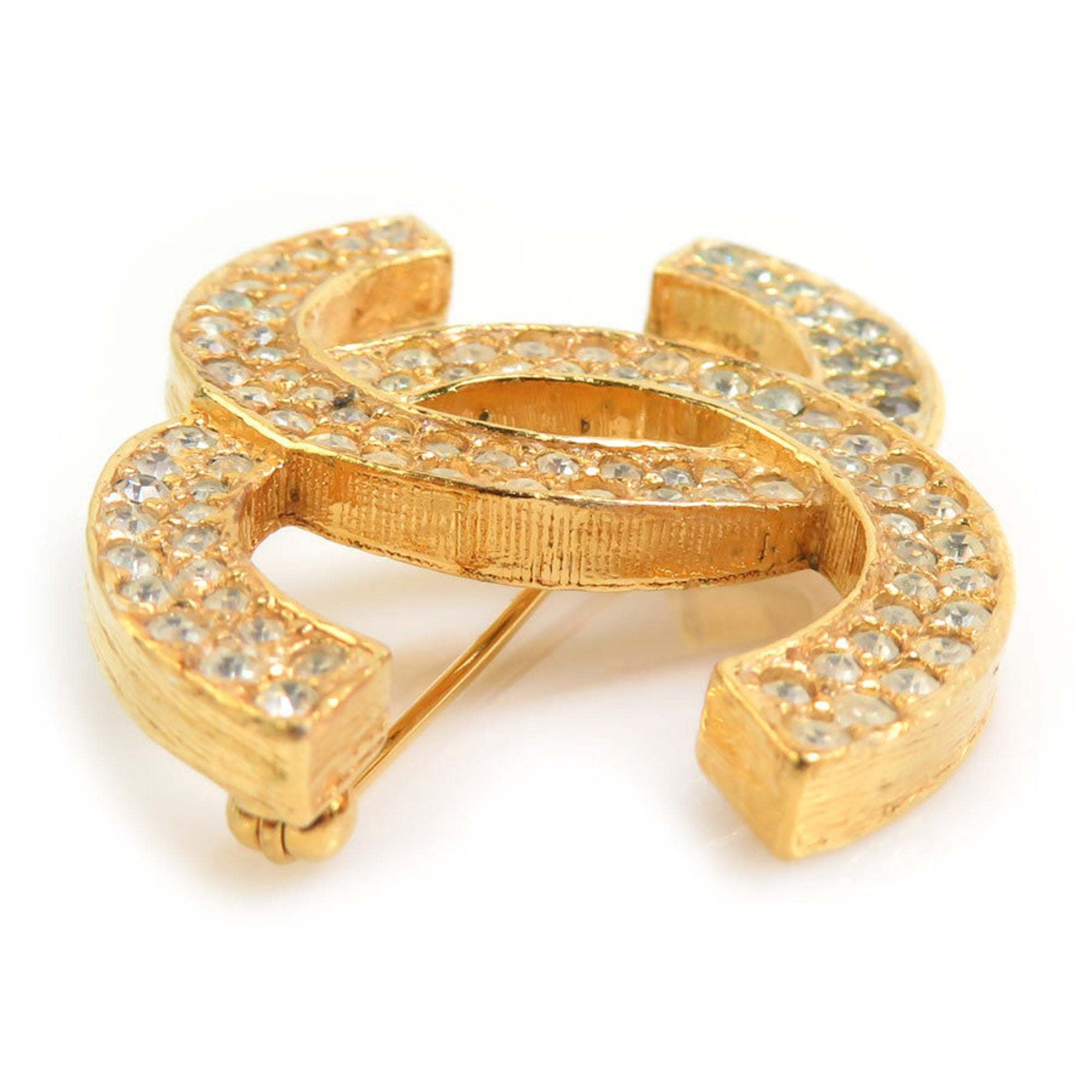 CC Logo Brooch Gold-Tone Metal