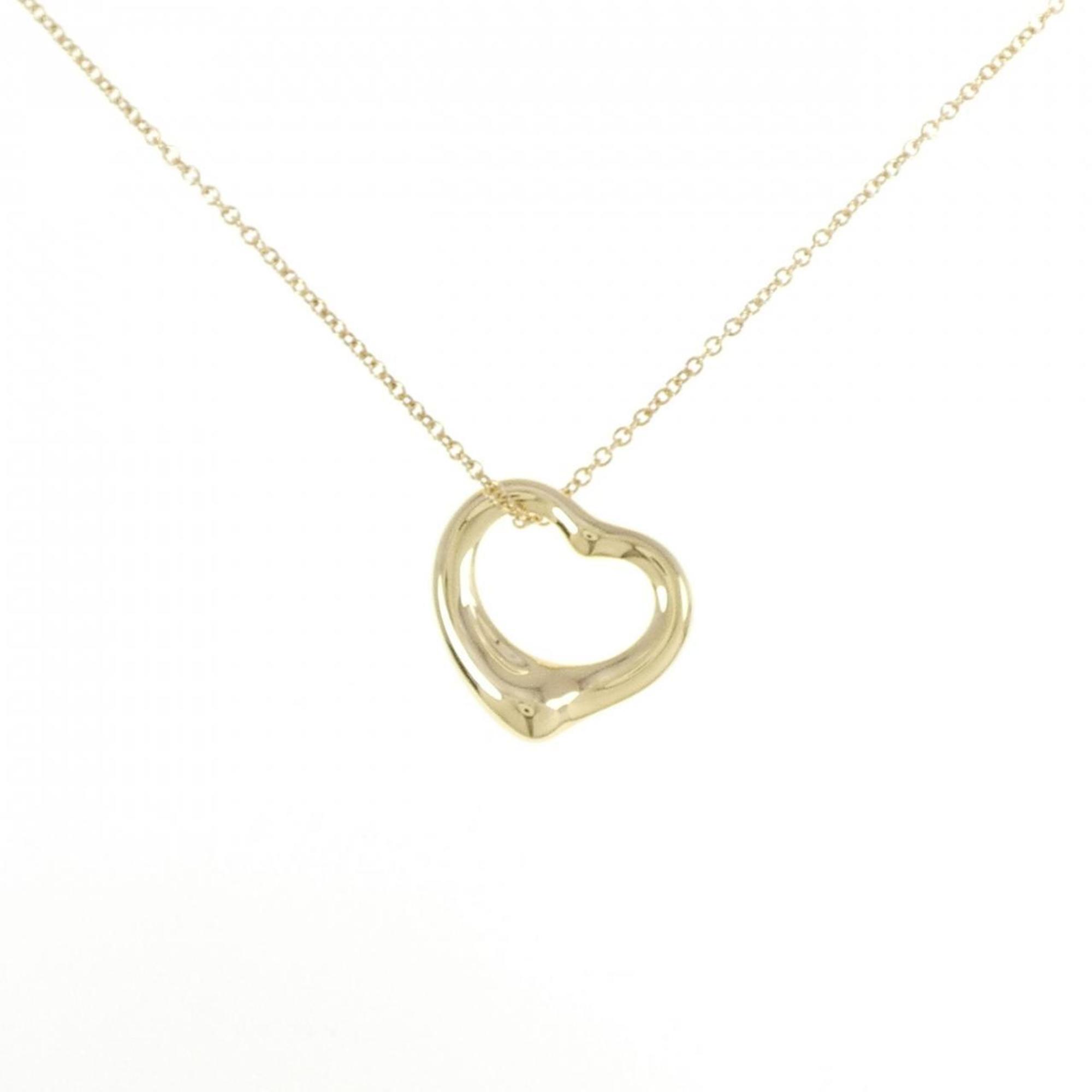 Open Heart Pendant Necklace 18K Yellow Gold 15.1mm