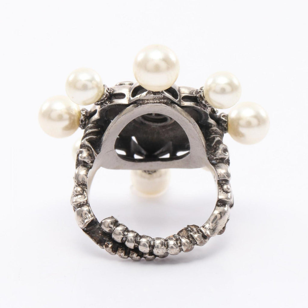 Ring Stainless Steel With Artificial Pearl and Rhinestone