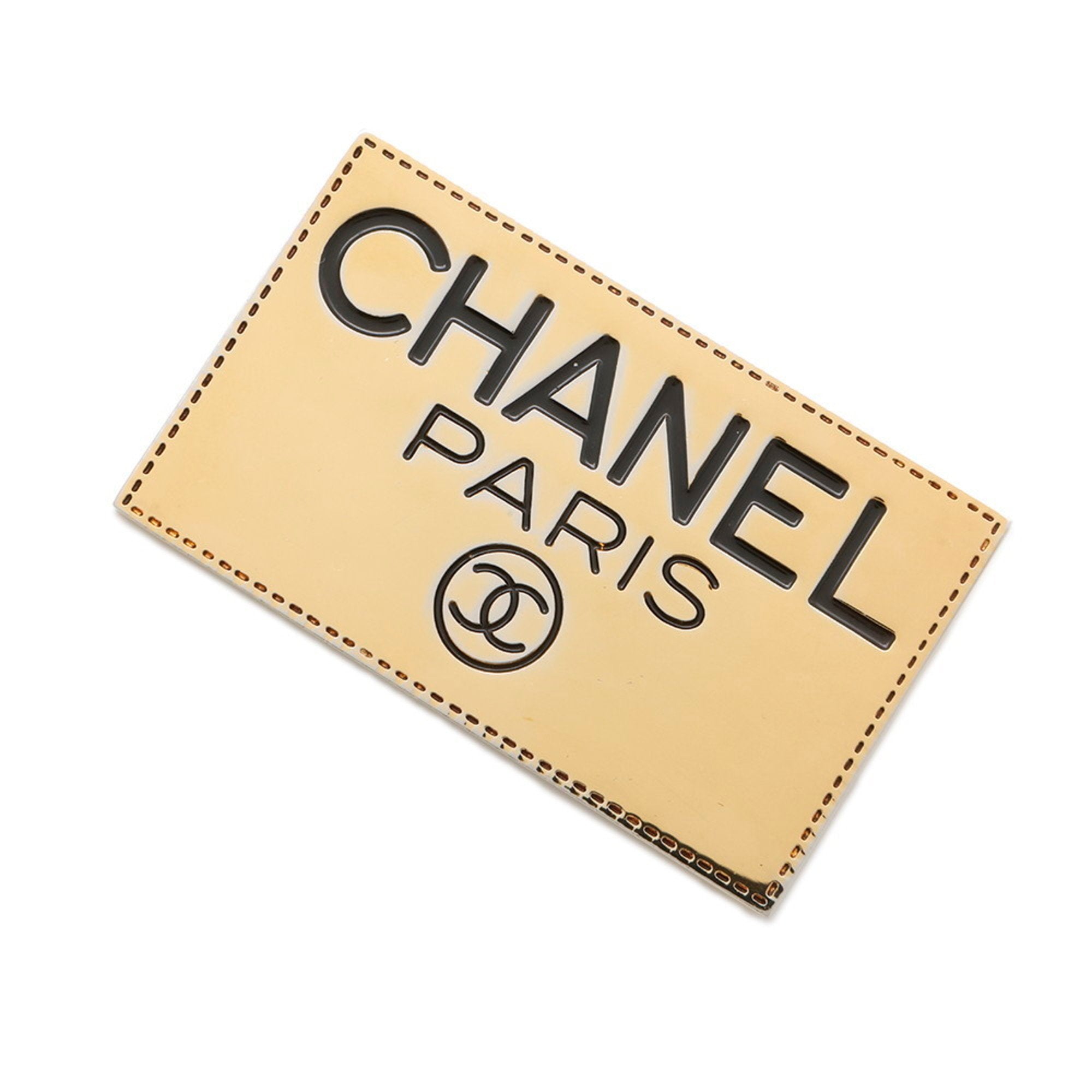 CC Logo Brooch Gold-Tone Metal