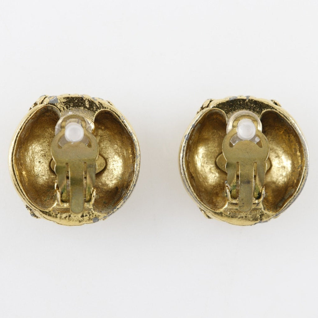 CC Logo Clip-On Earrings Metal Gold-Tone Metal