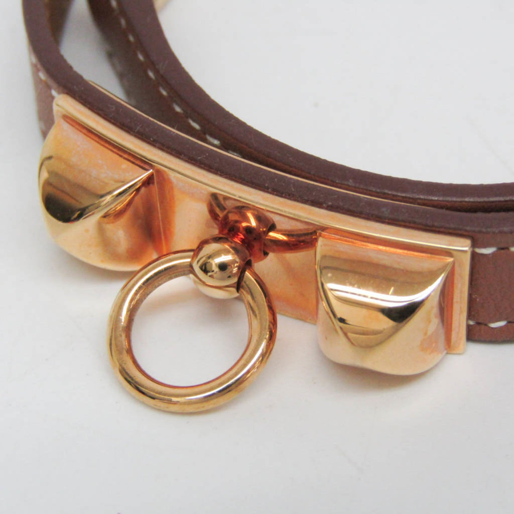 Wrap Bracelet Leather and Metal Brown