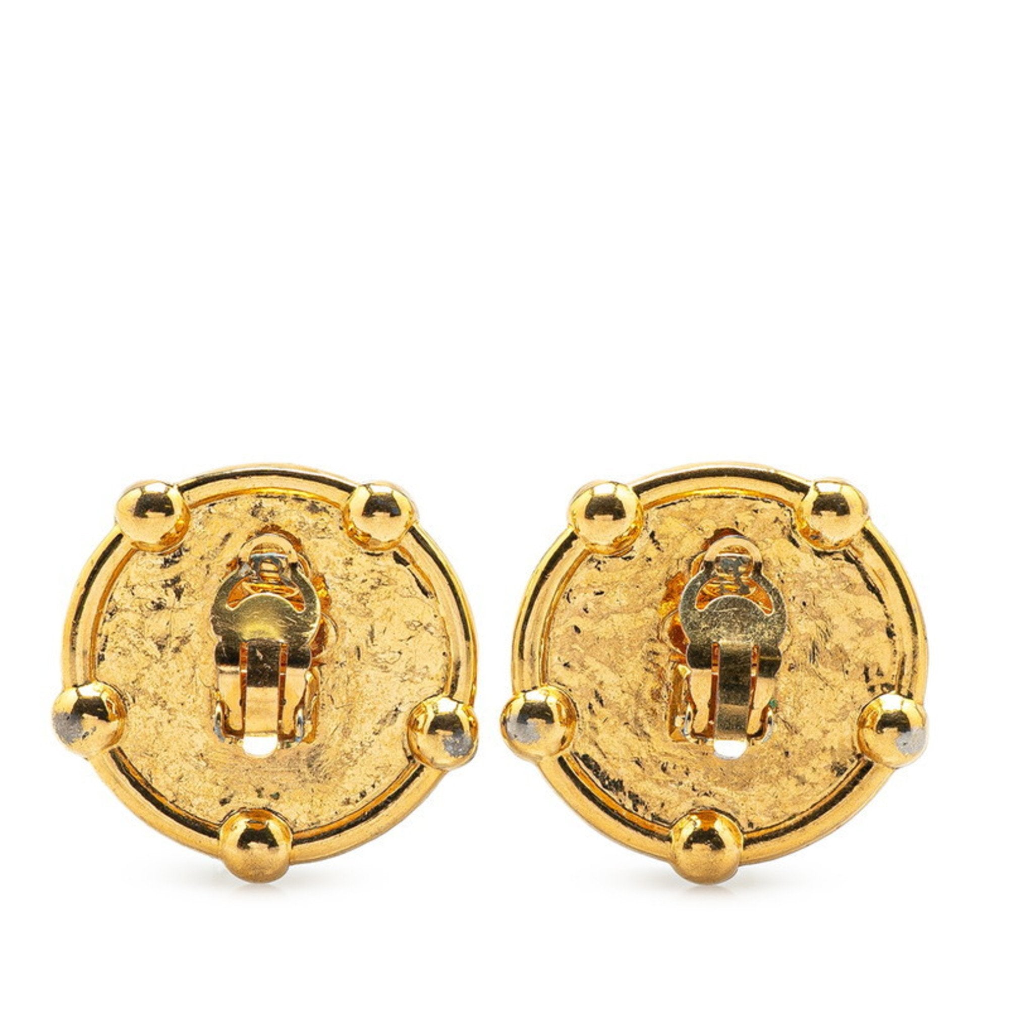 CC Logo Clip-On Earrings Metal Gold-Tone Metal