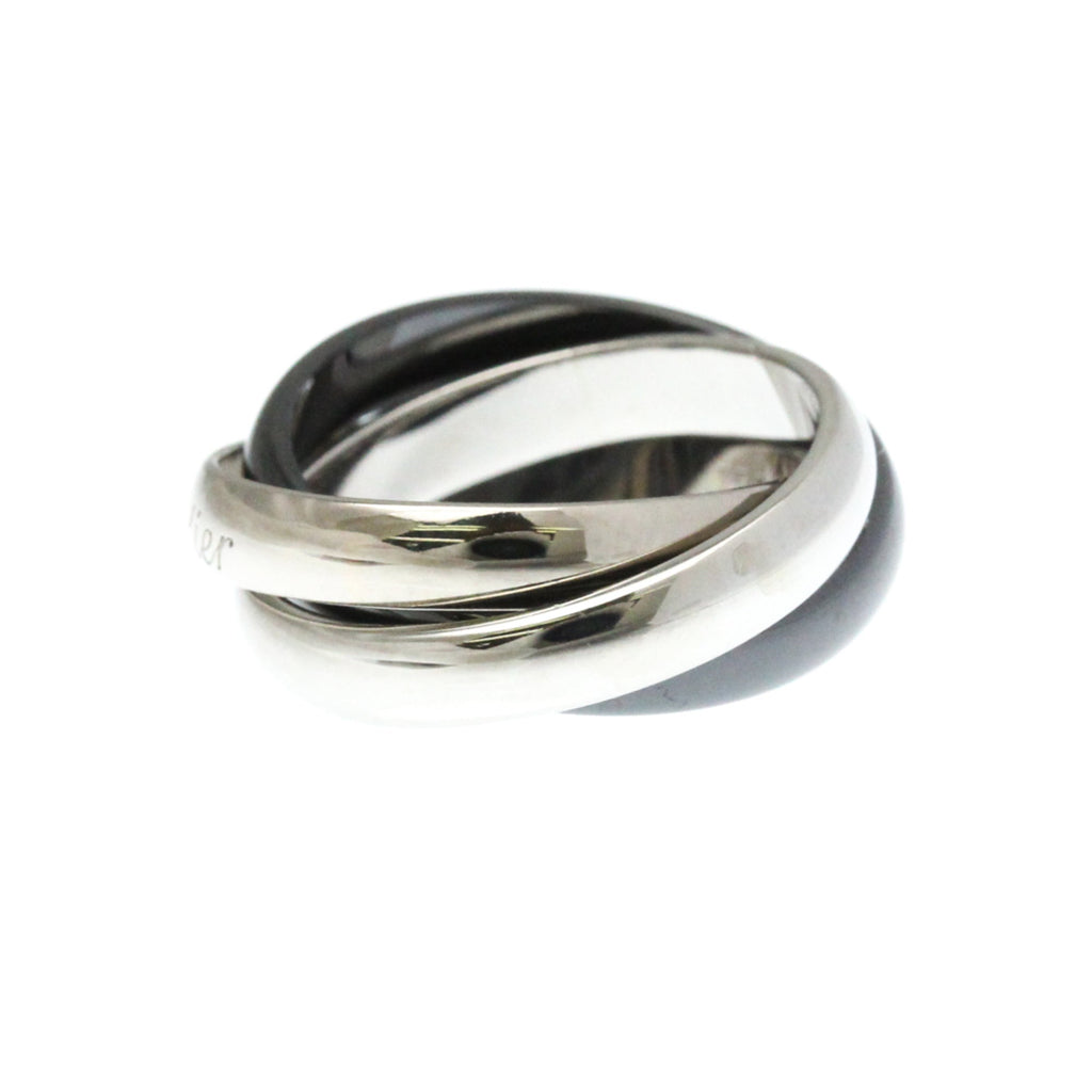 Trinity Ring Sterling Silver and 18K White Gold and Ceramic