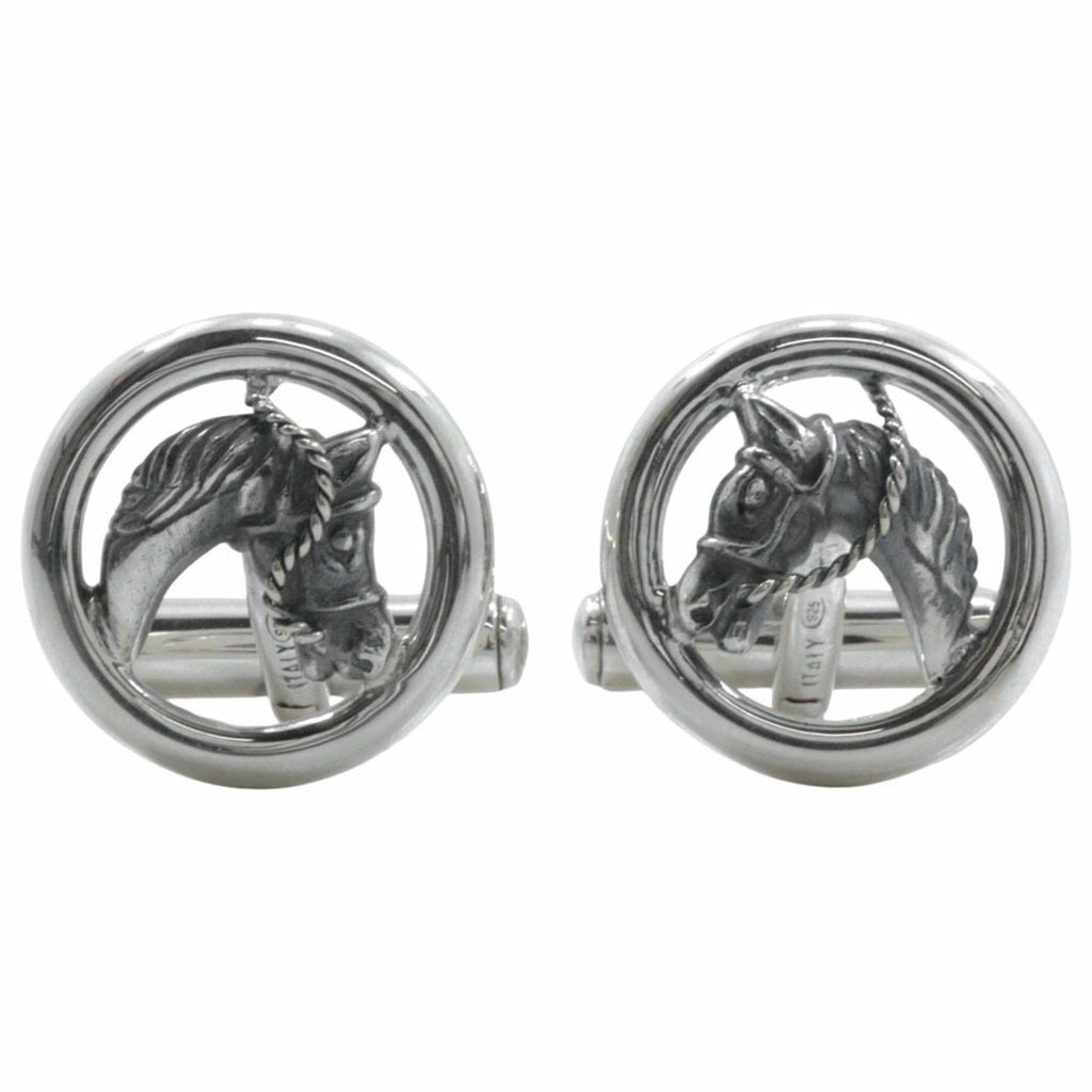 Horse Motif Cufflinks Sterling Silver Bracelet