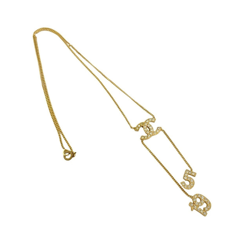 CC Logo Pendant Necklace Gold-Tone Metal
