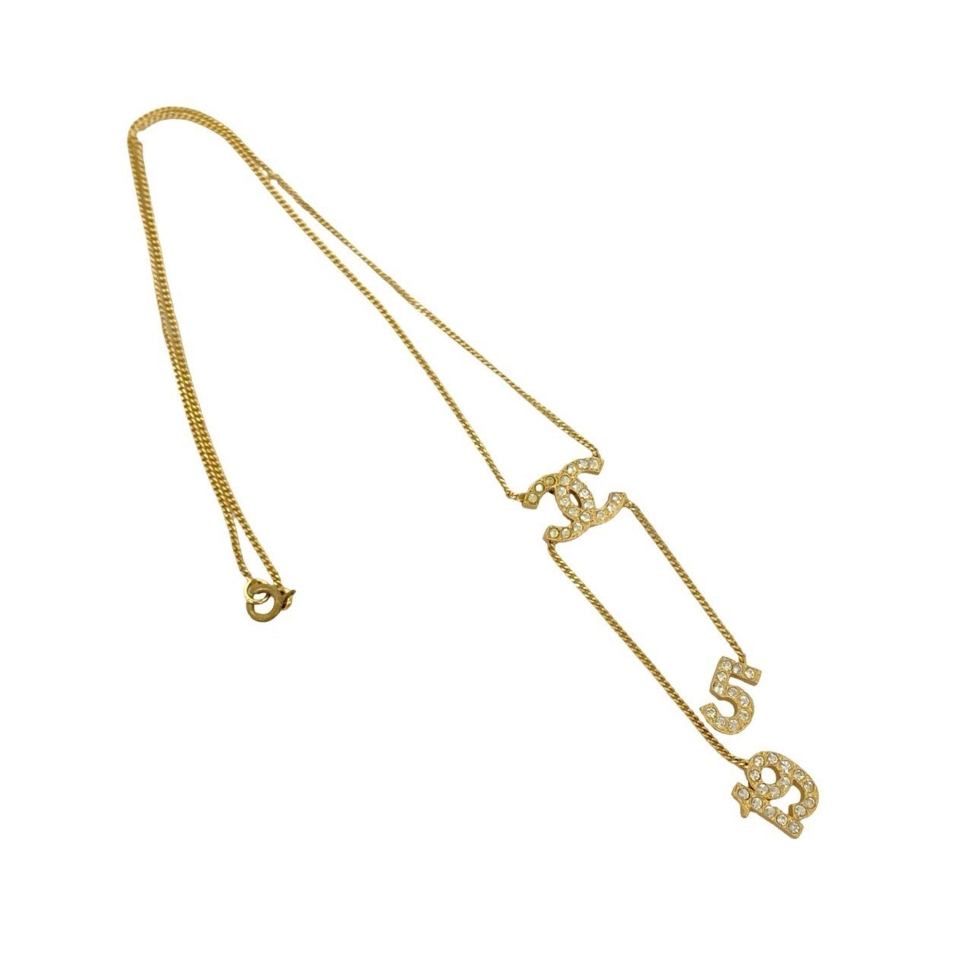 CC Logo Pendant Necklace Gold-Tone Metal