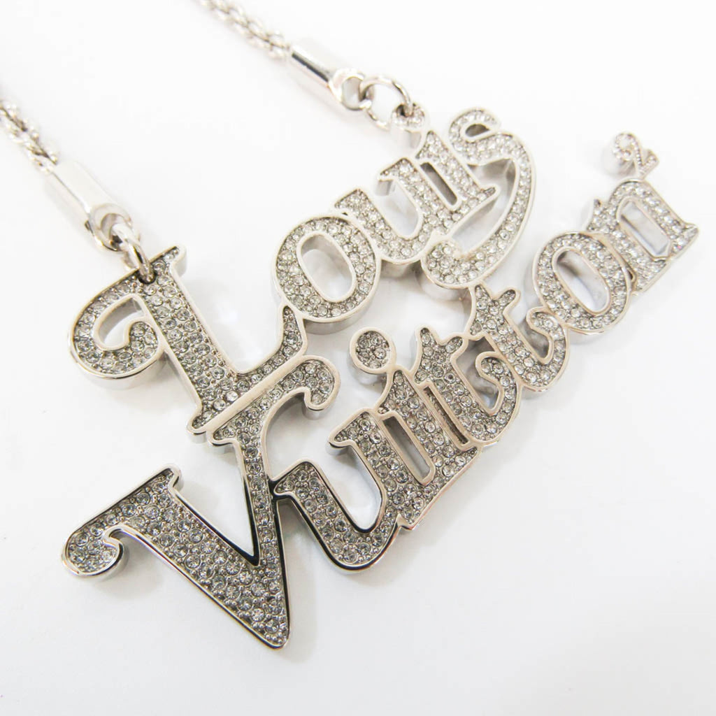 Pendant Necklace Metal with Rhinestone Silver