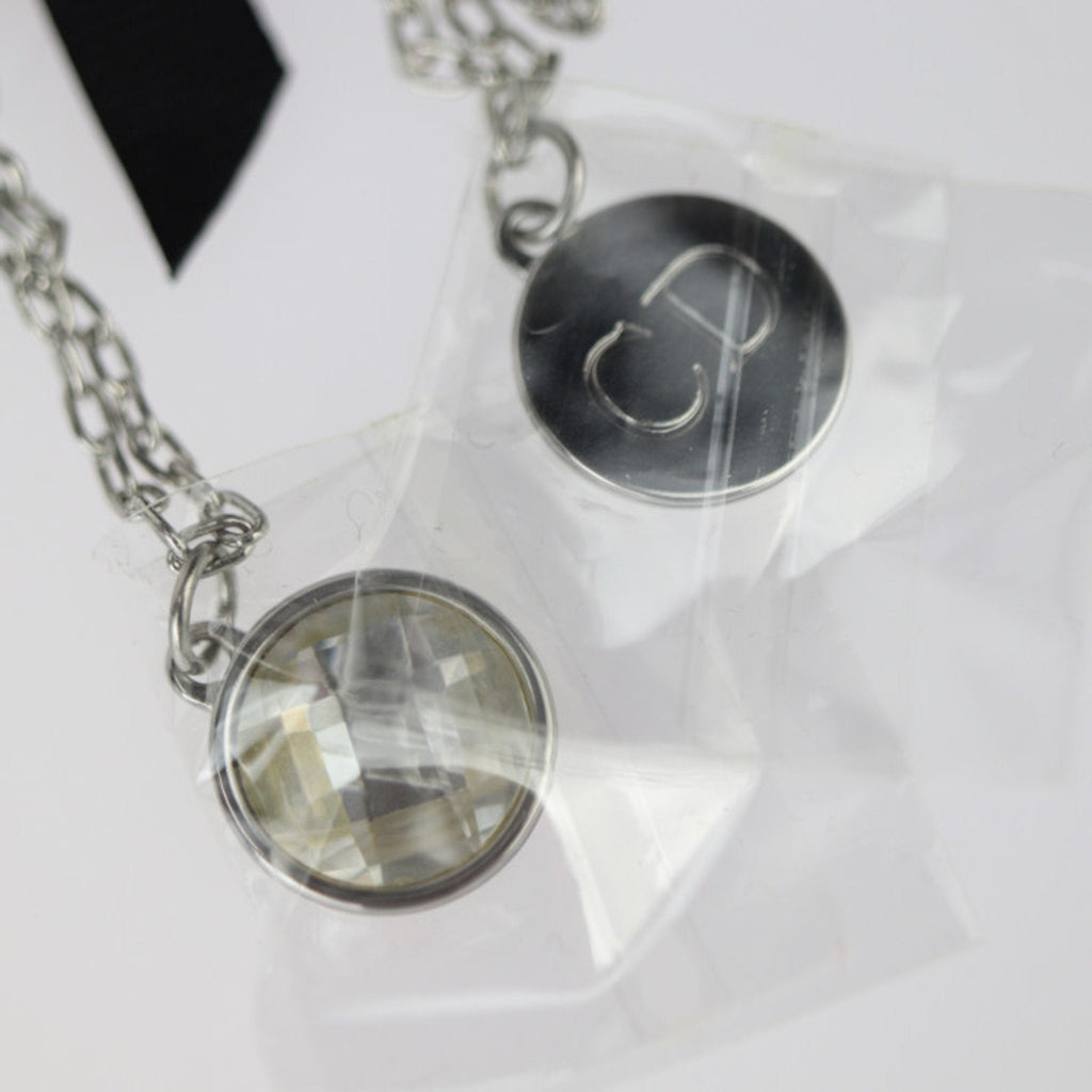 Pendant Necklace Metal Black and Silver
