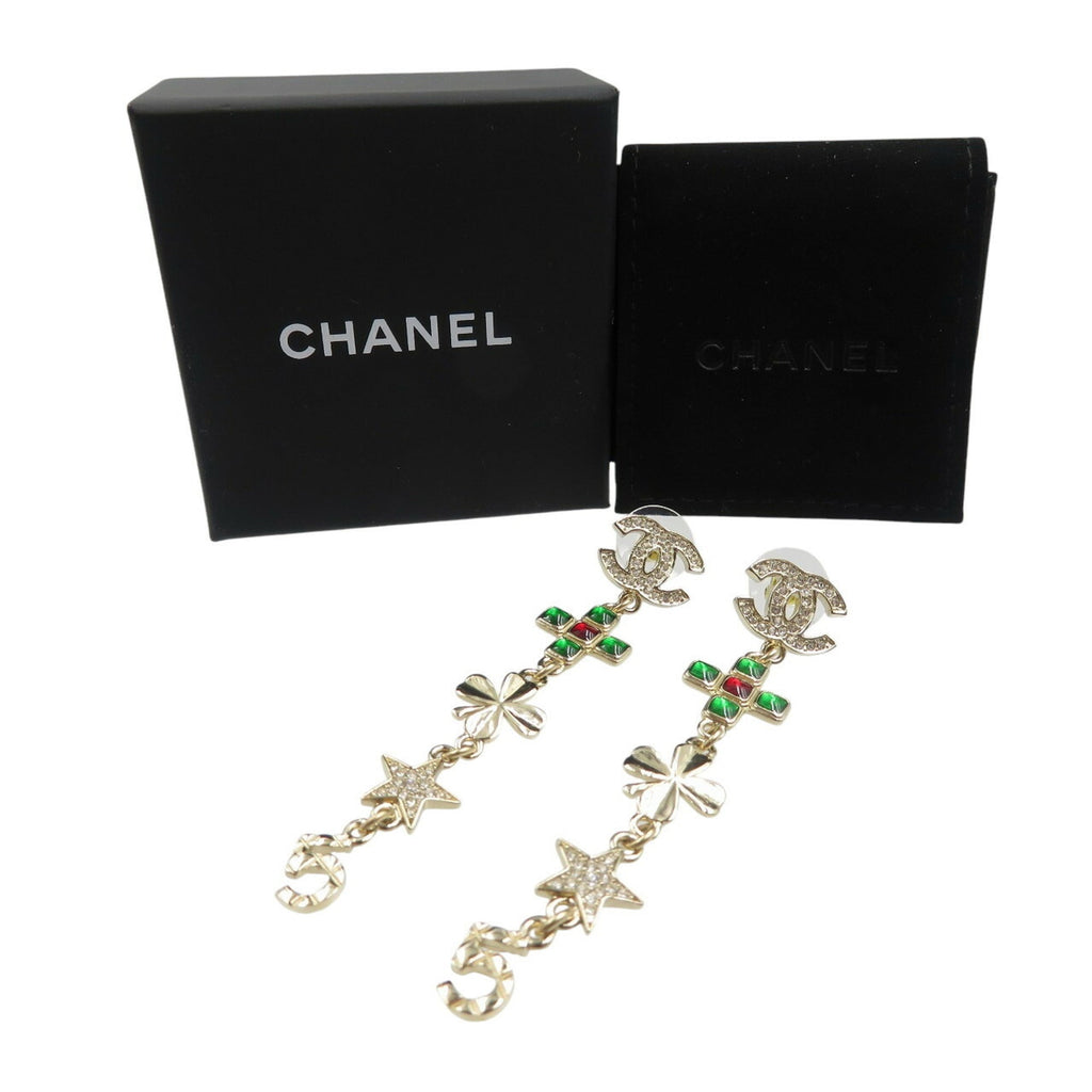 CC Logo Star Earrings Gold-Tone Metal