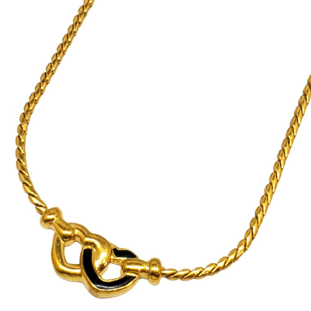 Vintage Double Heart Pendant Necklace Gold
