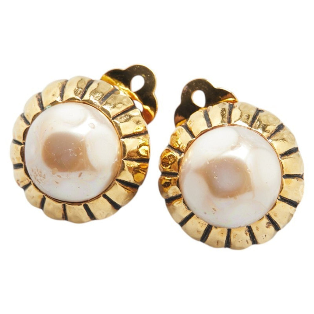 Clip-On Earrings Pearl Clip-On Gold-Tone Metal