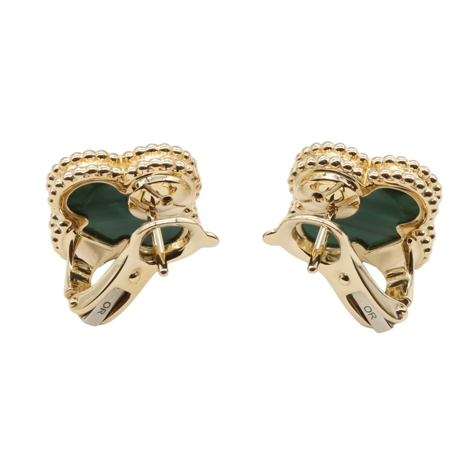 Vintage Alhambra Earrings 18K Yellow Gold and Malachite 18K Yellow Gold