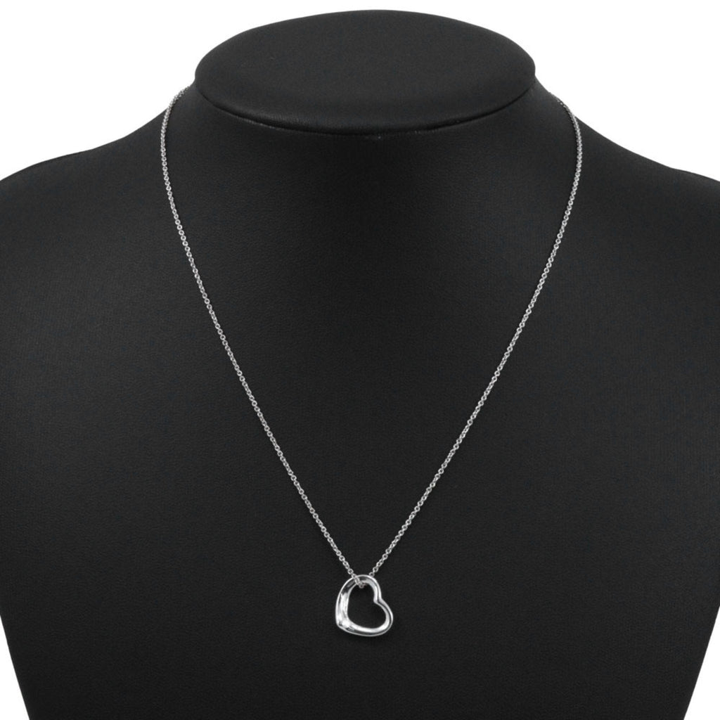 Open Heart Pendant Necklace Sterling Silver 14mm