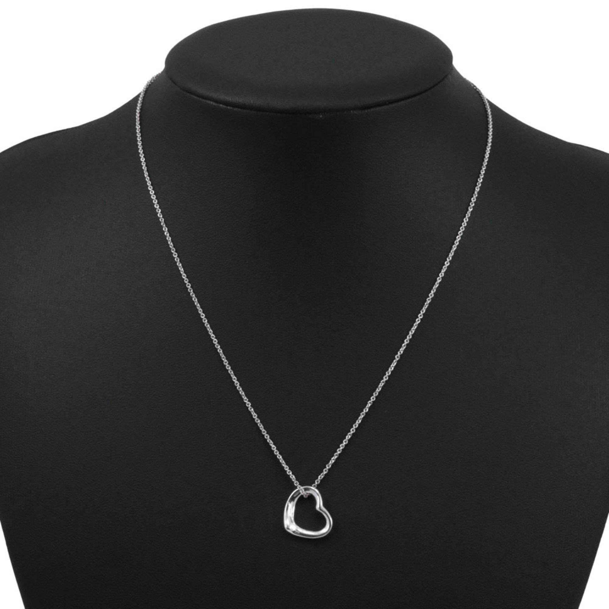 Open Heart Pendant Necklace Sterling Silver 14mm