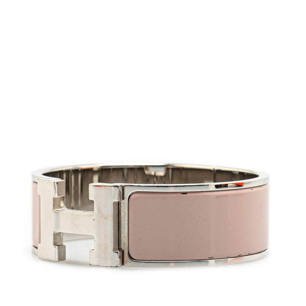 Clic Bracelet Beige and Silver Metal