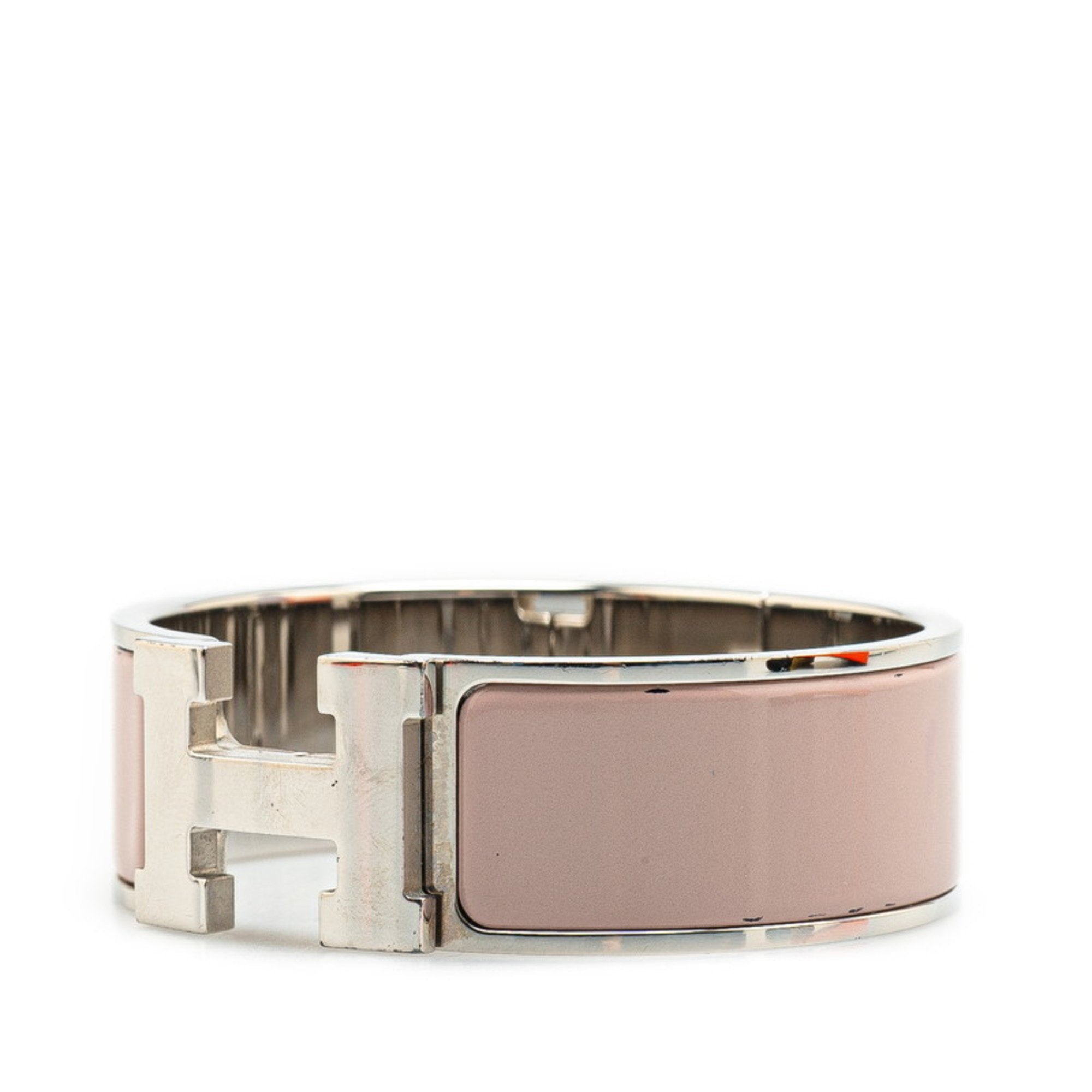 Clic Bracelet Beige and Silver Metal