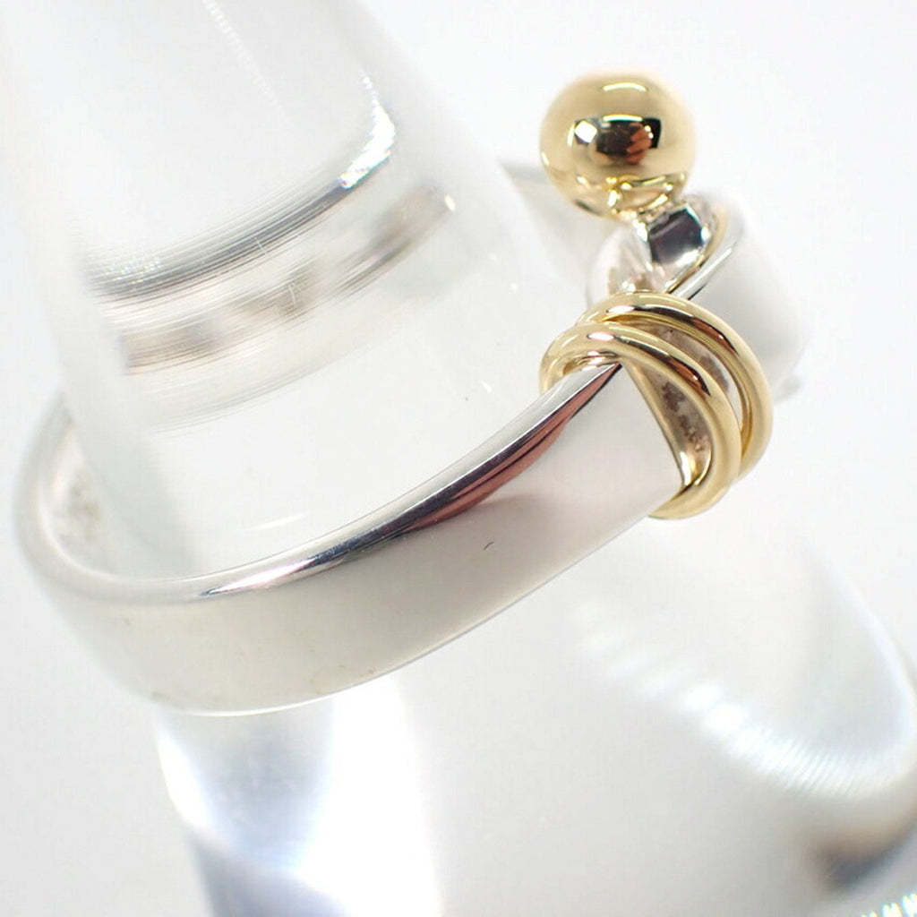 Hook and Eye Ring Sterling Silver and 18K Yellow Gold