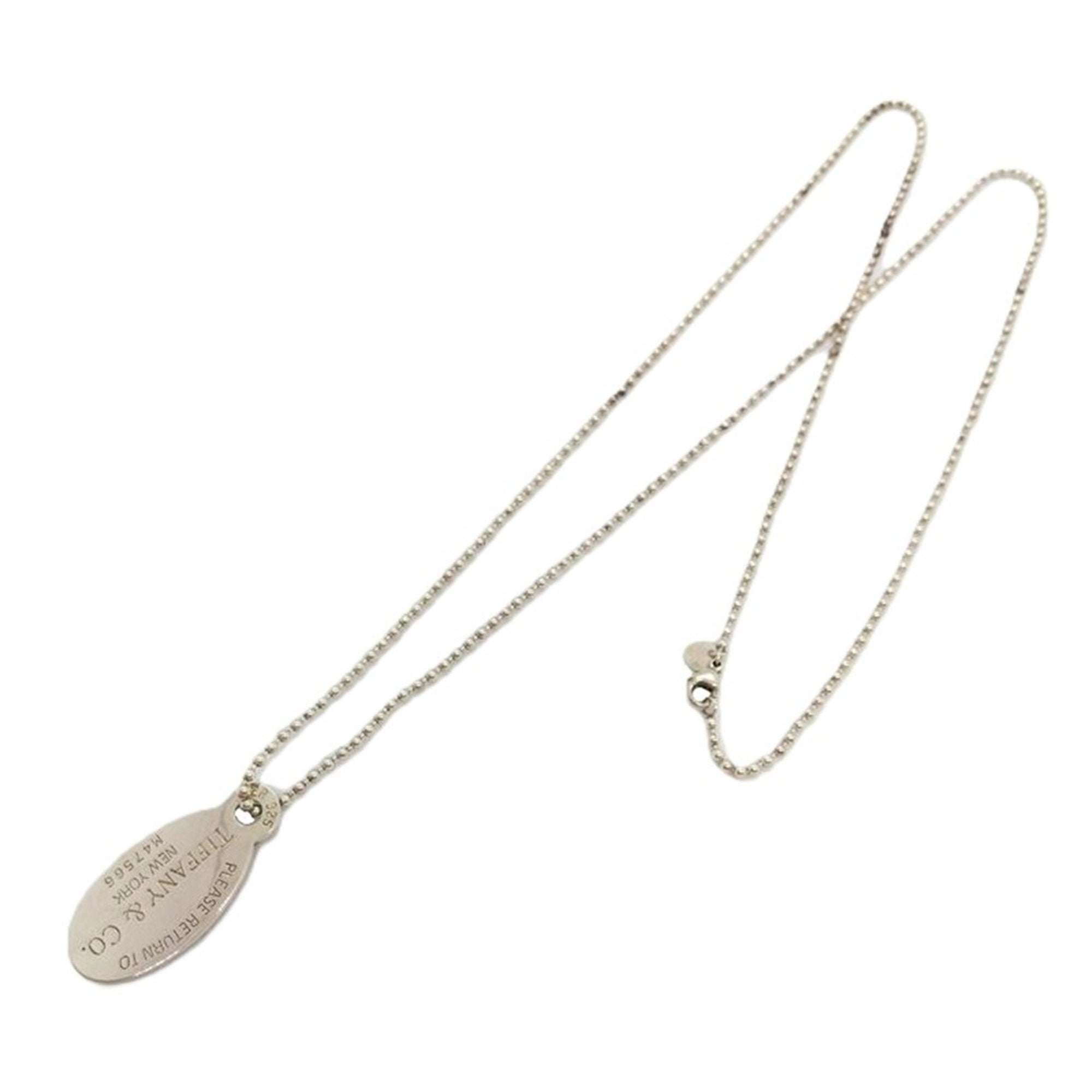 Oval Tag Pendant Necklace Sterling Silver