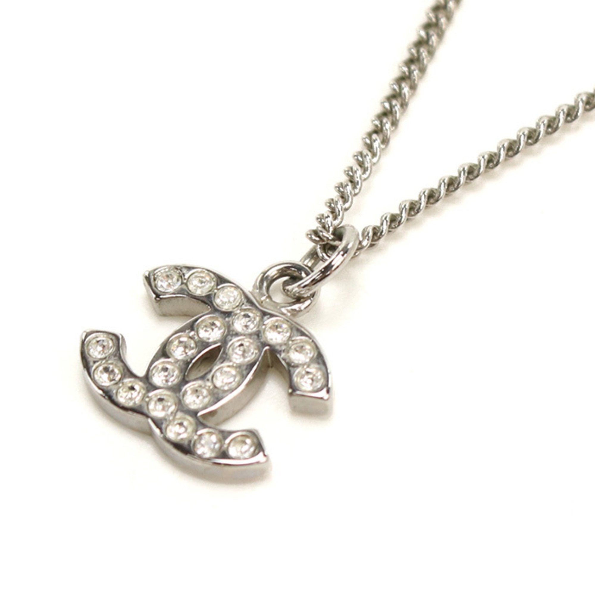 CC Logo Pendant Necklace Silver-Tone Metal