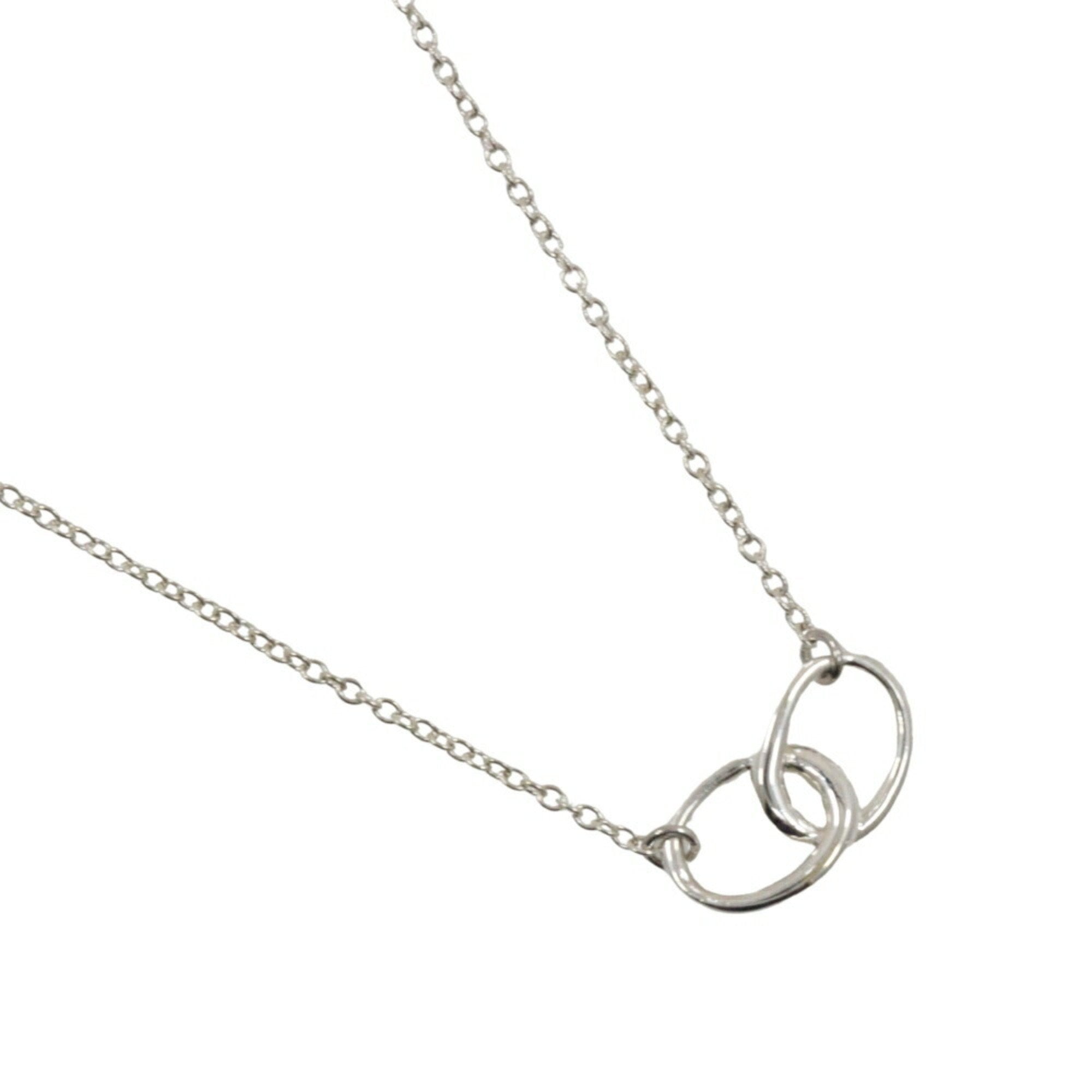 Double Loop Pendant Necklace Sterling Silver