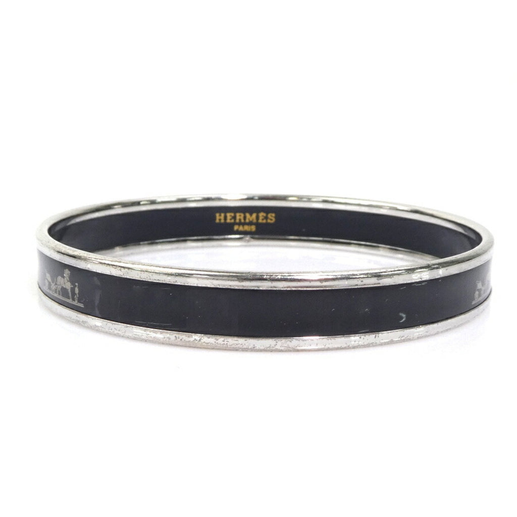 Enamel and Metal Bracelet Black and Silver