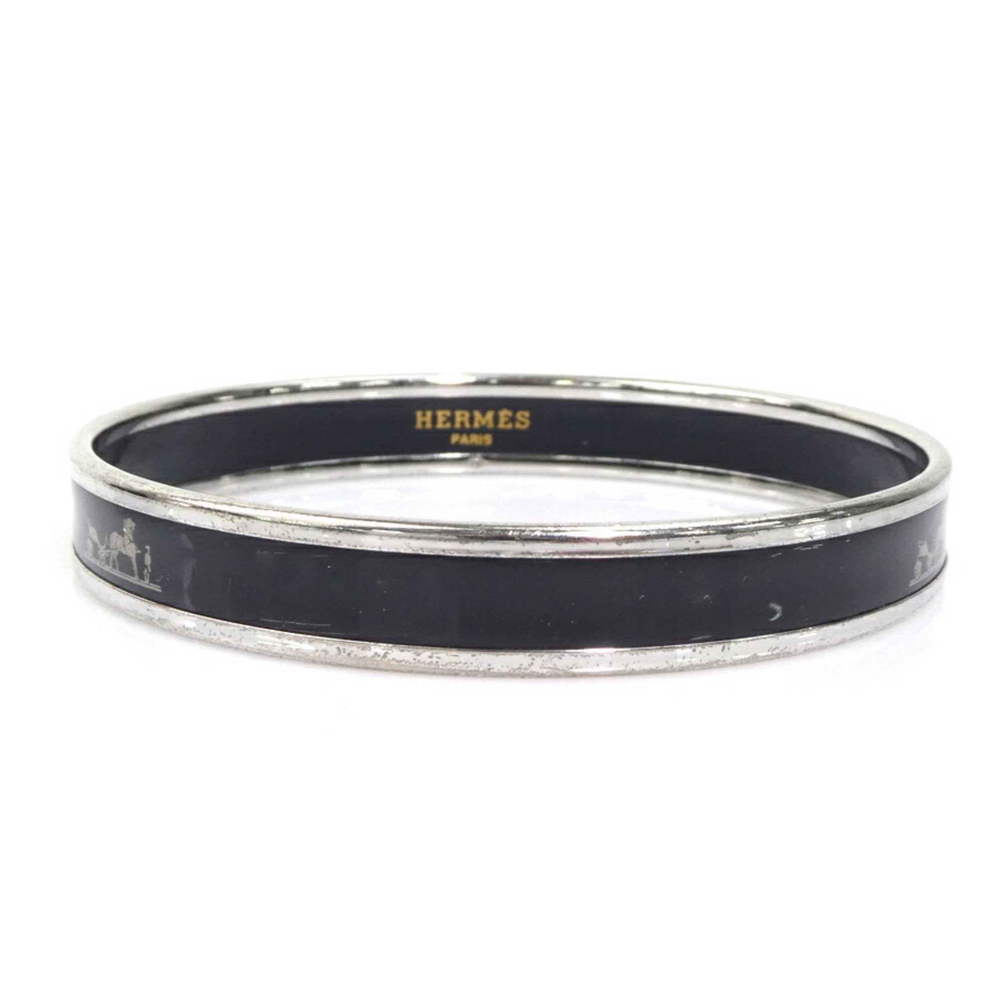 Enamel and Metal Bracelet Black and Silver