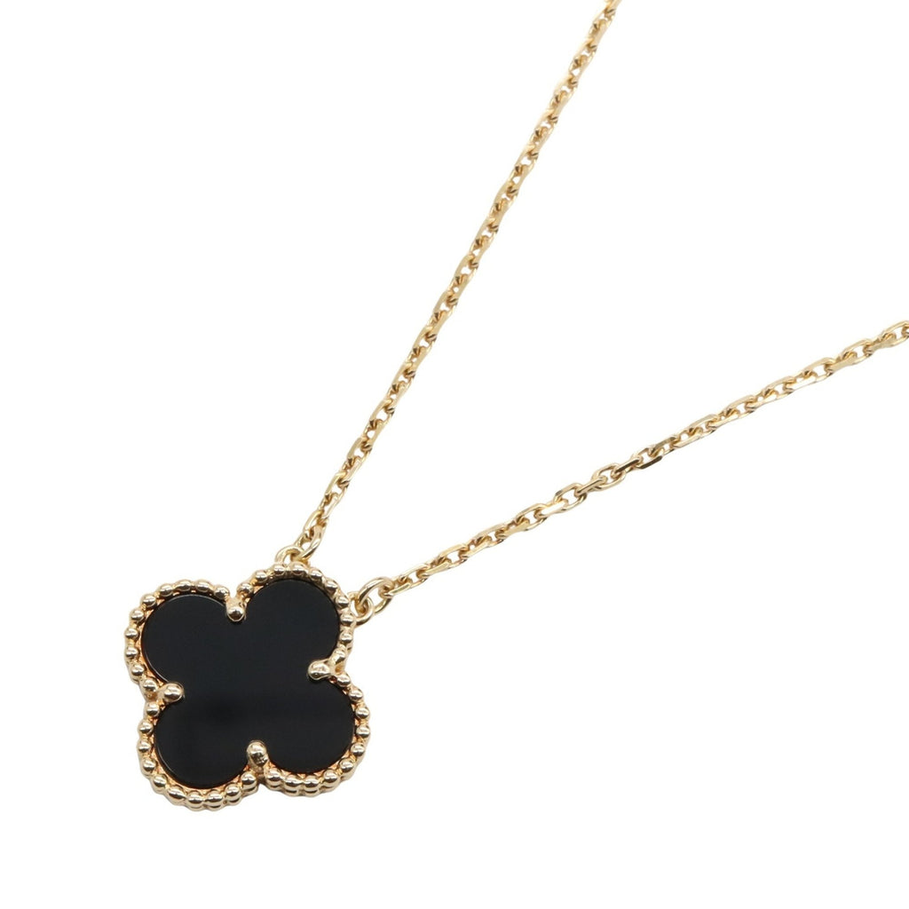 Vintage Alhambra Pendant Necklace 18K Yellow Gold and Onyx