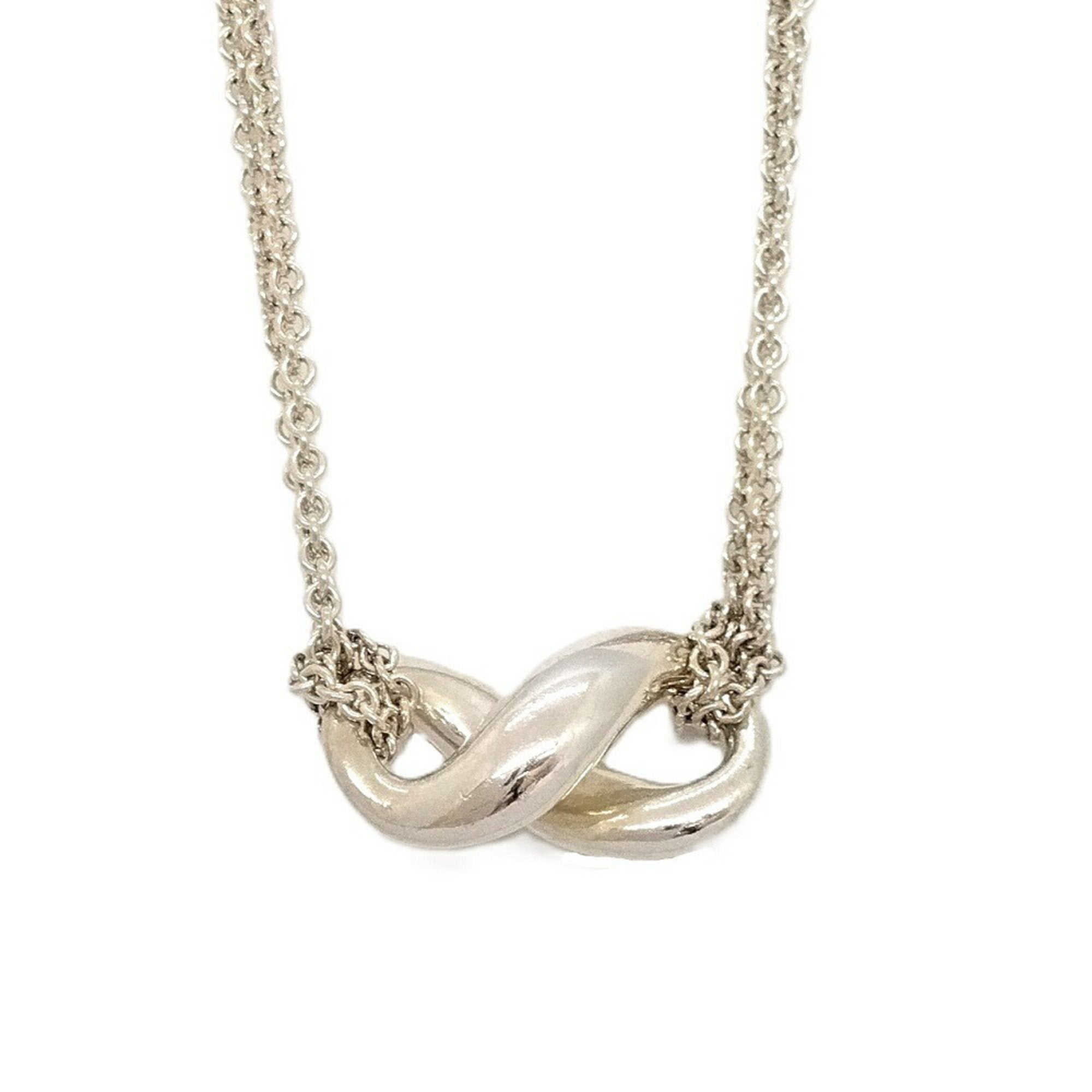 Infinity Pendant Necklace Sterling Silver Double Chain Choker
