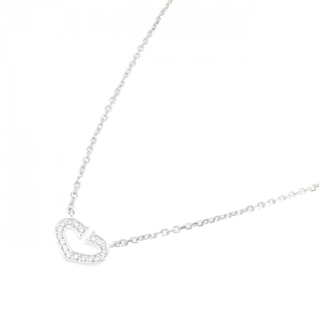 C Heart Pendant Necklace 18K White Gold
