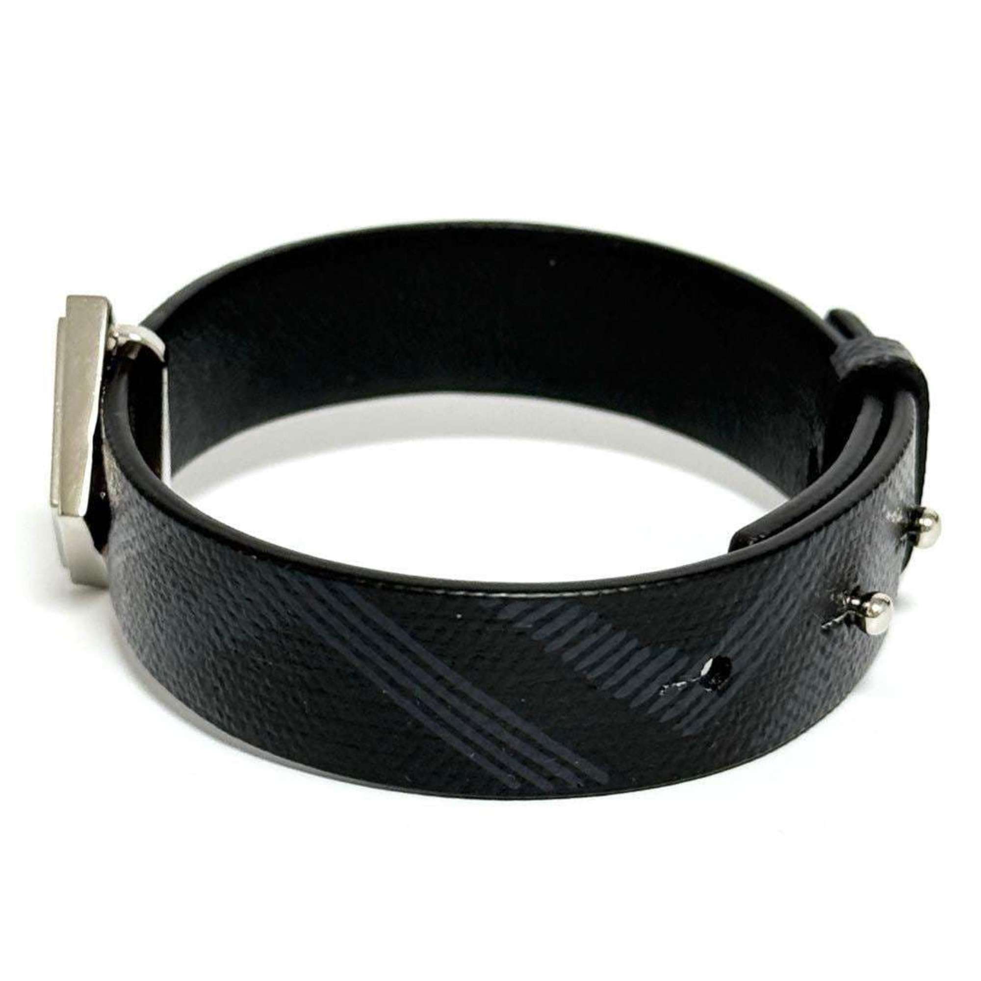 Charm Bracelet Leather and Metal Black