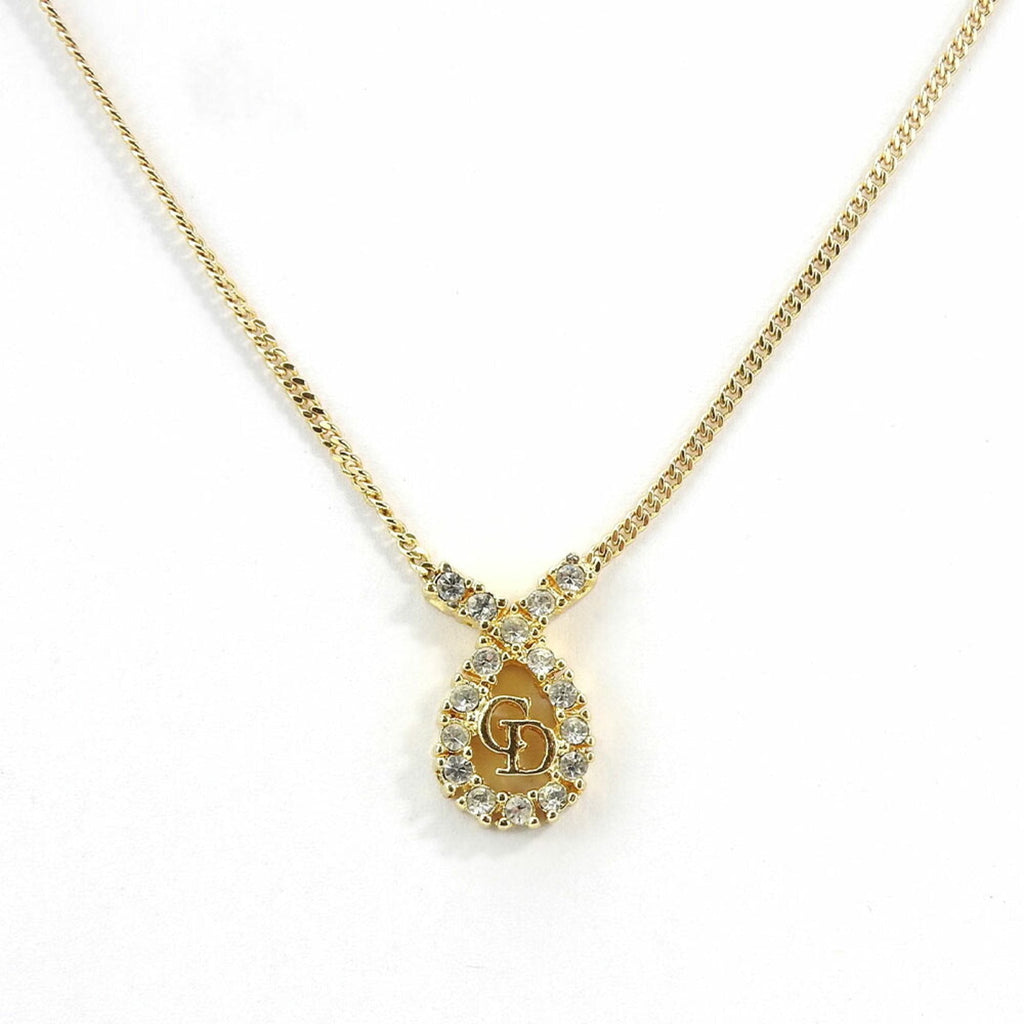 Pendant Necklace Metal Gold With Rhinestone