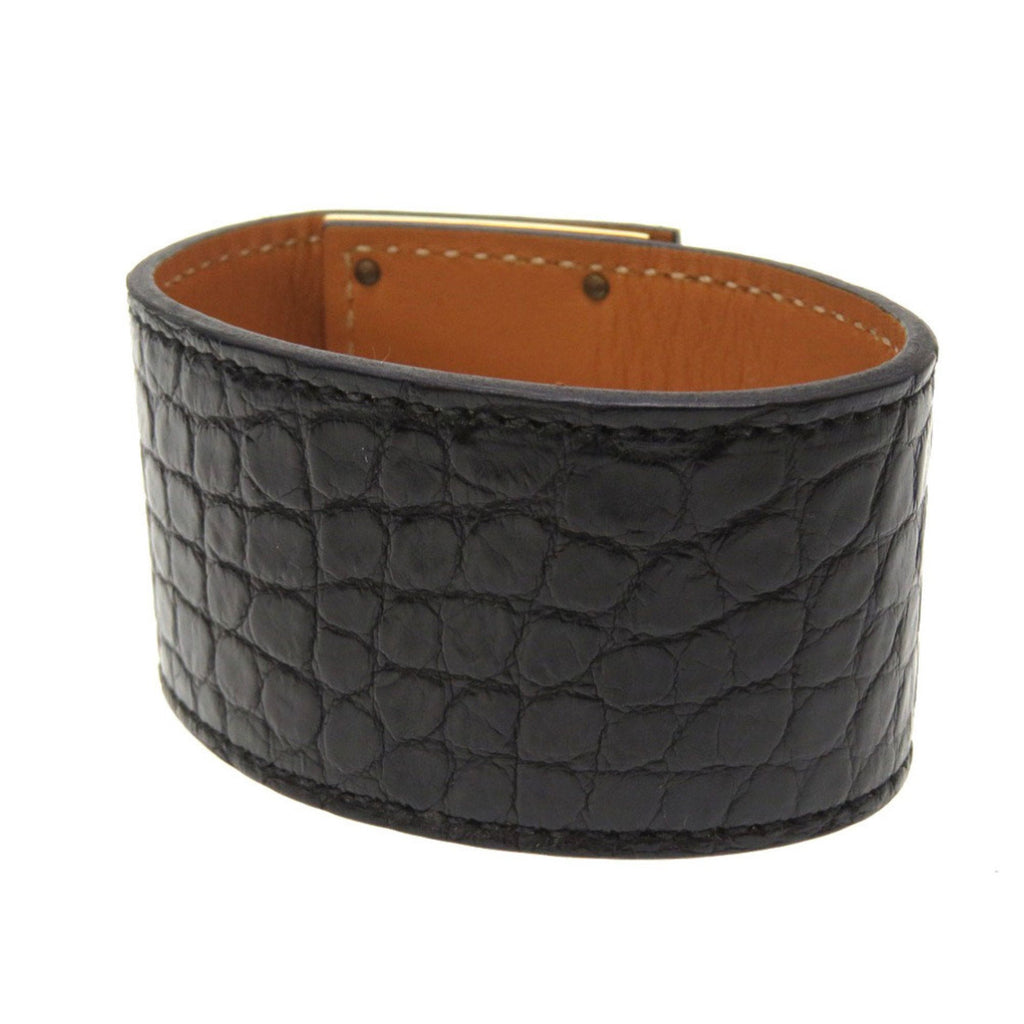 Kelly Bracelet Alligator Leather Black and Gold