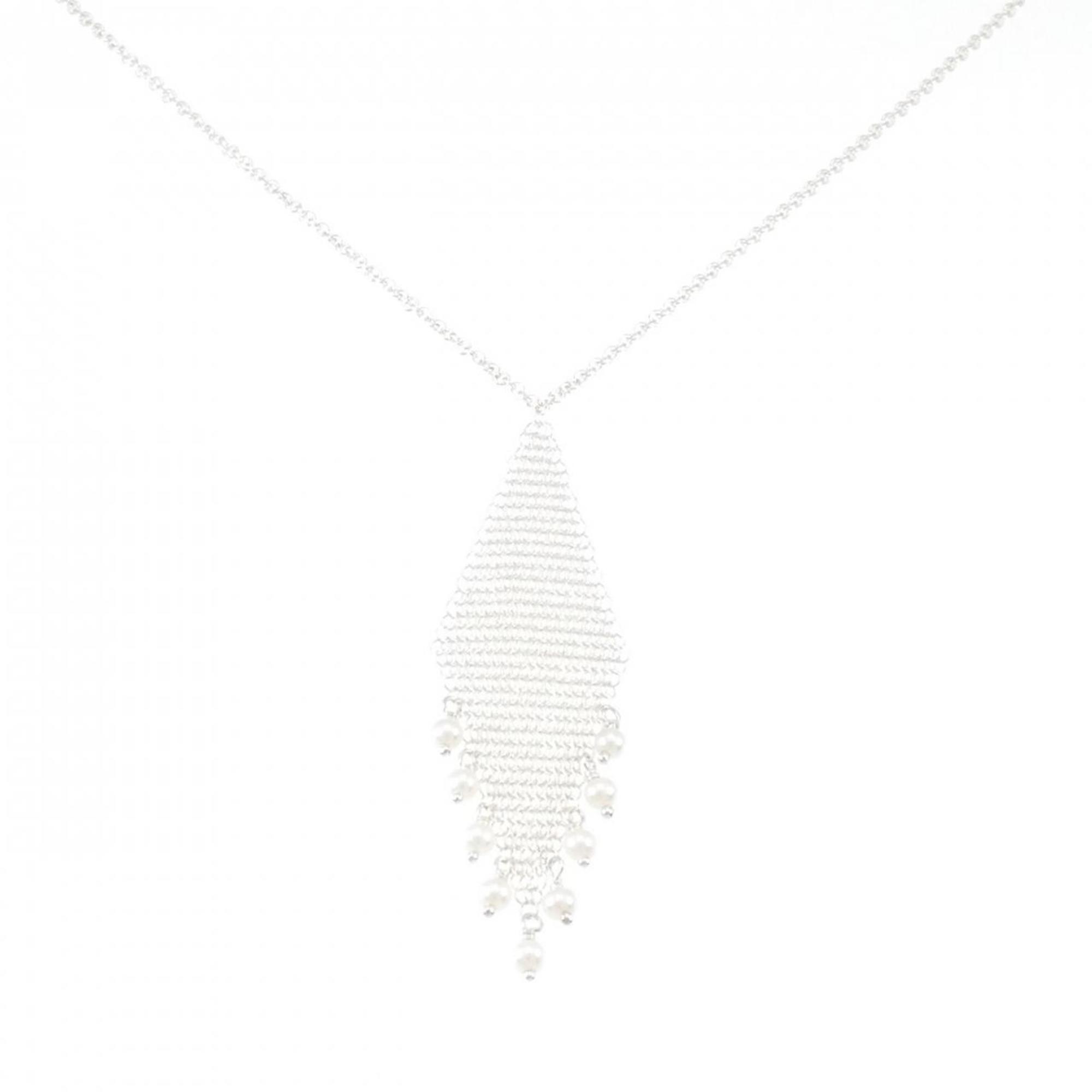 Mesh Fringe Pendant Necklace Sterling Silver