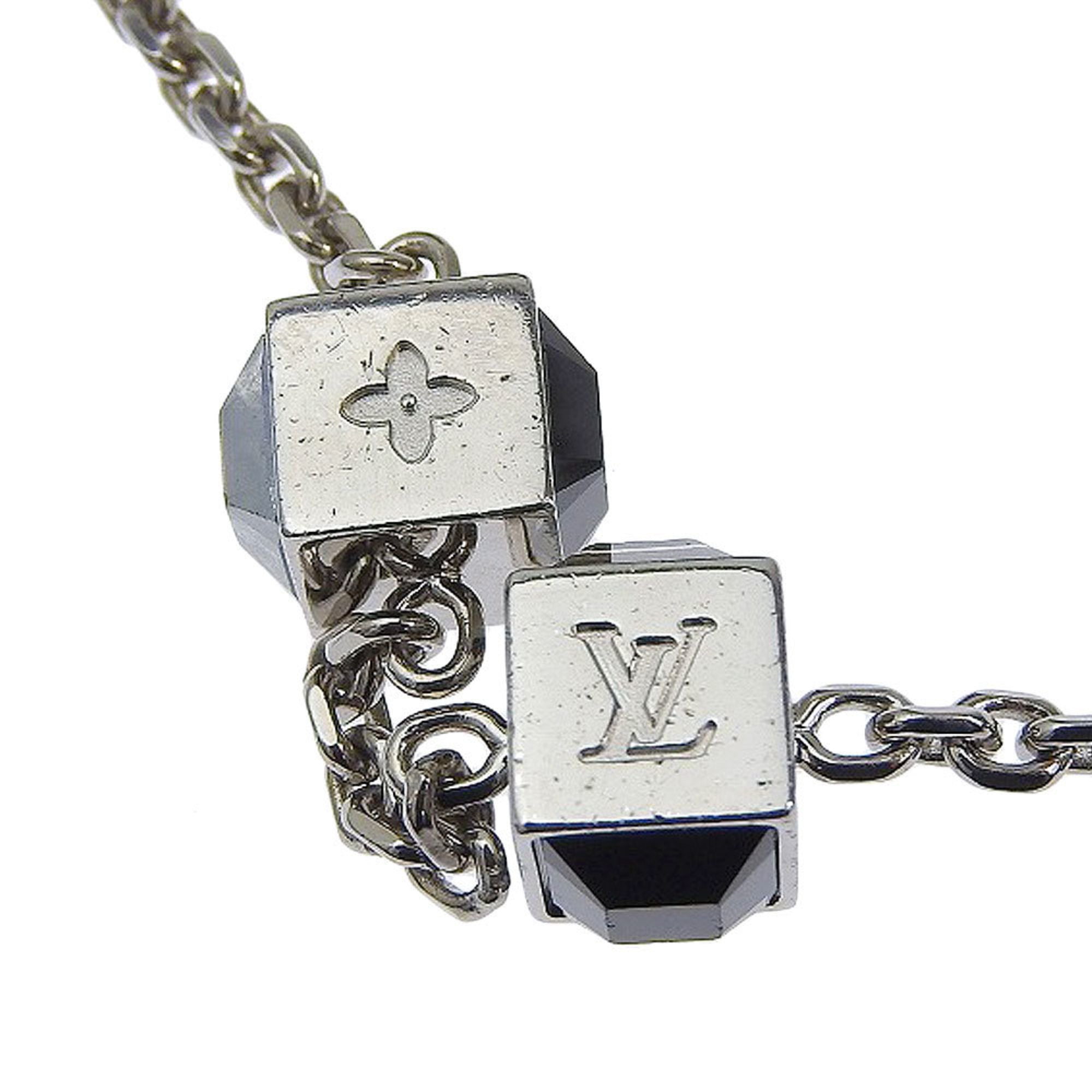 Monogram Pendant Necklace Metal with Color Stone