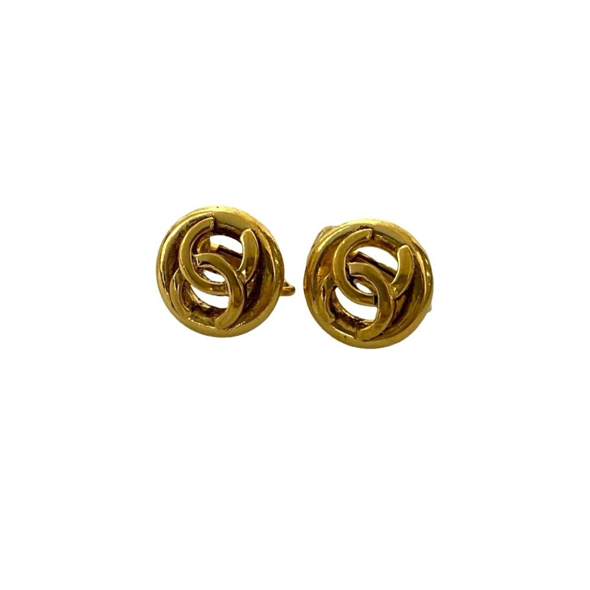 CC Logo Clip-On Earrings Metal Gold-Tone Metal