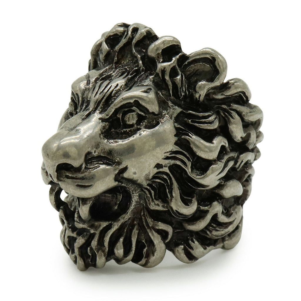 Lion Head Ring Metal Silver