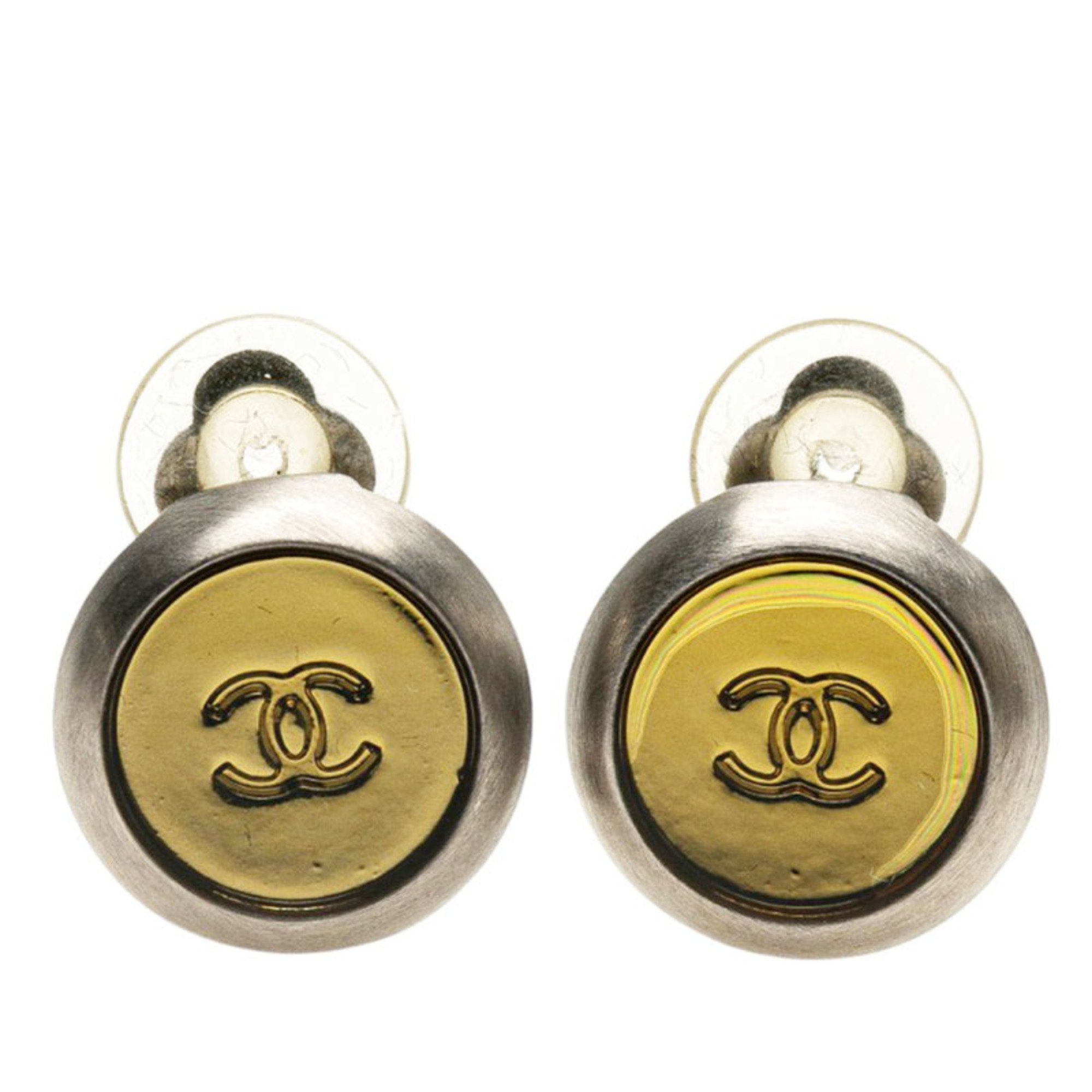 CC Logo Clip-On Earrings Silver-Tone Metal Silver-Tone Metal