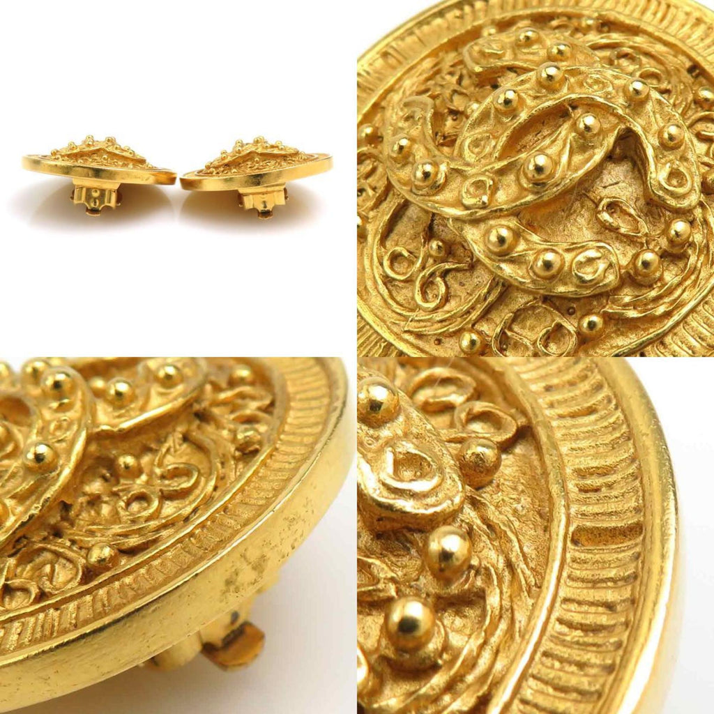 CC Logo Clip-On Earrings Gold-Tone Metal Gold-Tone Metal