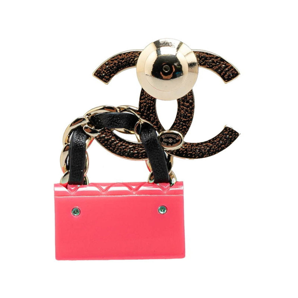 CC Logo Brooch Silver-Tone Metal