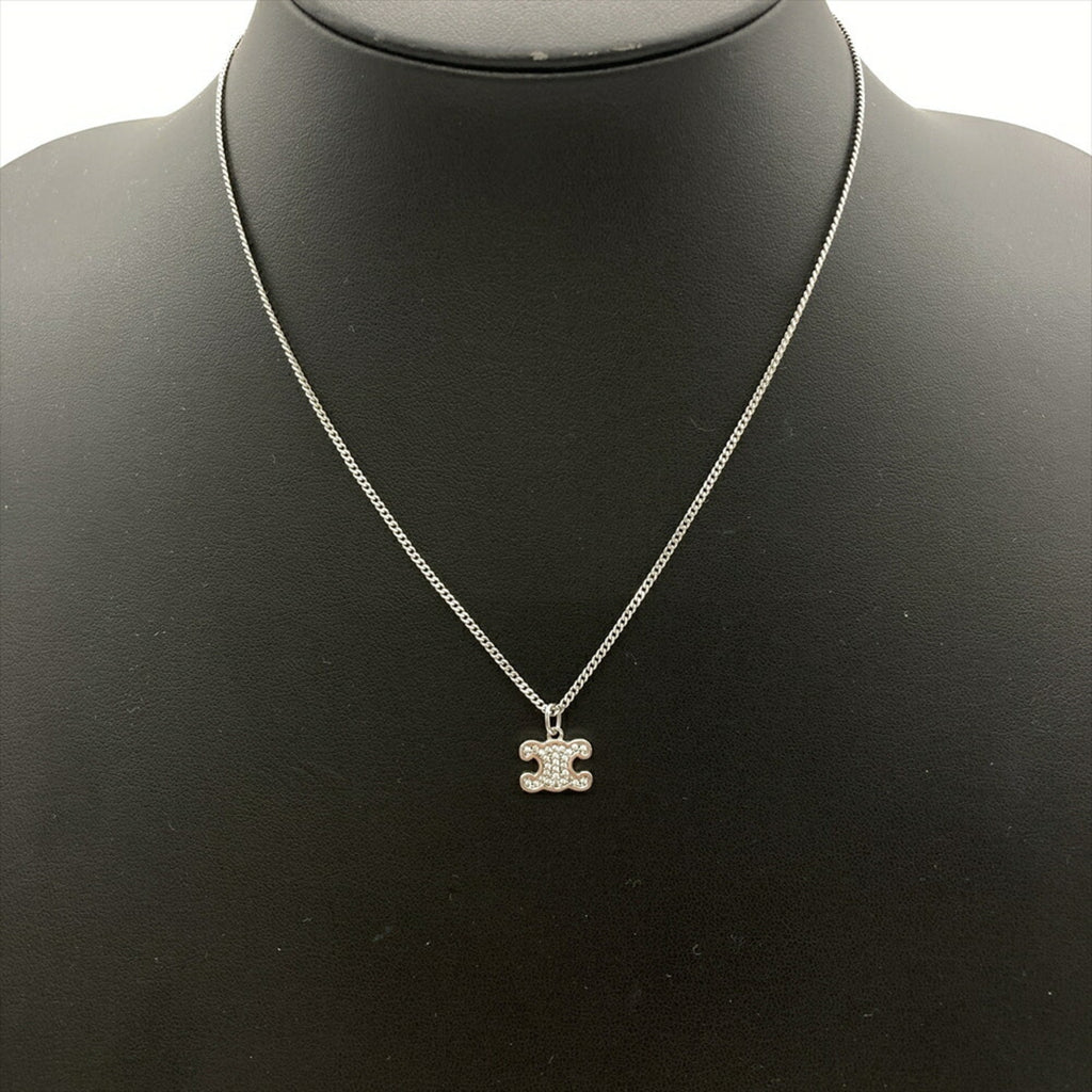 Triomphe Pendant Necklace Metal with Rhinestone Silver