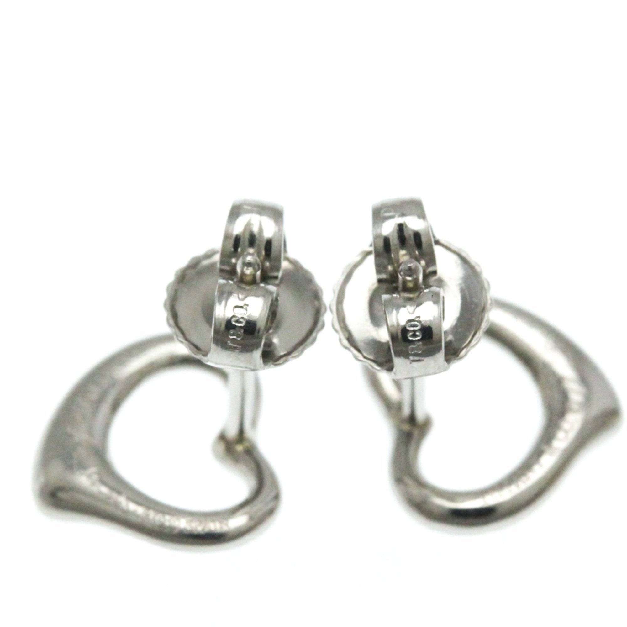 Open Heart Earrings Sterling Silver and Platinum 10.5mm Platinum