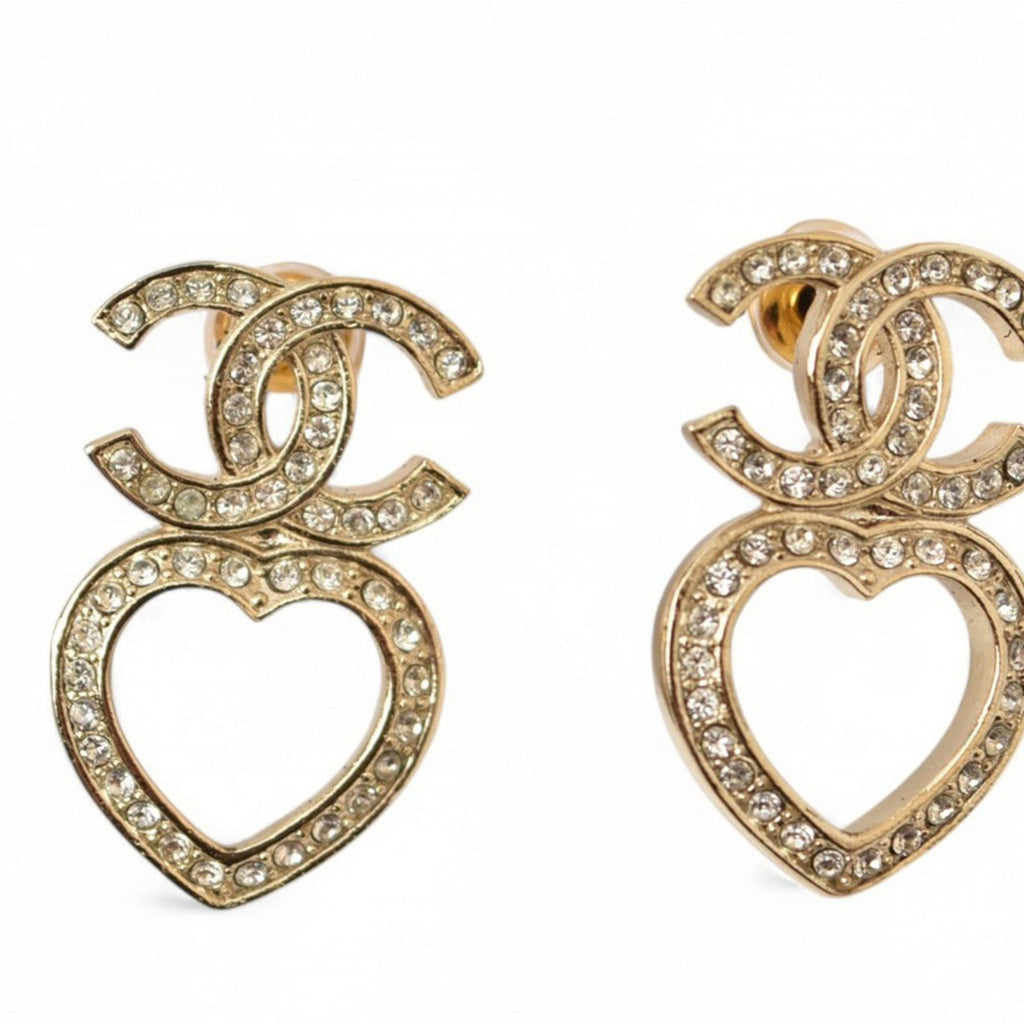 Earrings Rhinestone Gold-Tone Metal