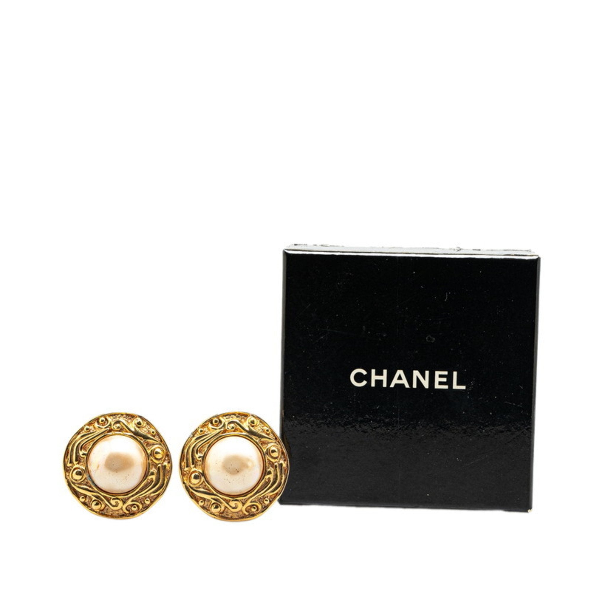 Clip-On Earrings Pearl Clip-On Gold-Tone Metal