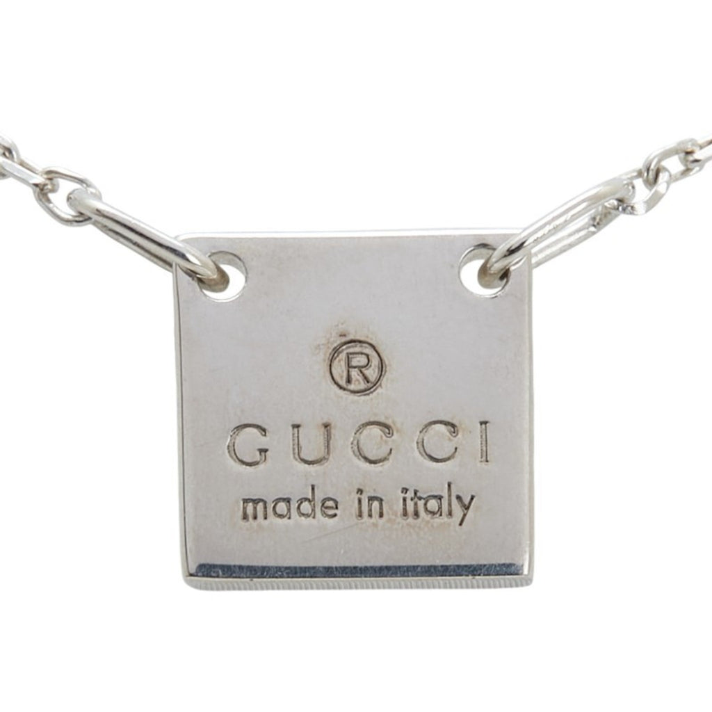 Square Plate Pendant Necklace Sterling Silver