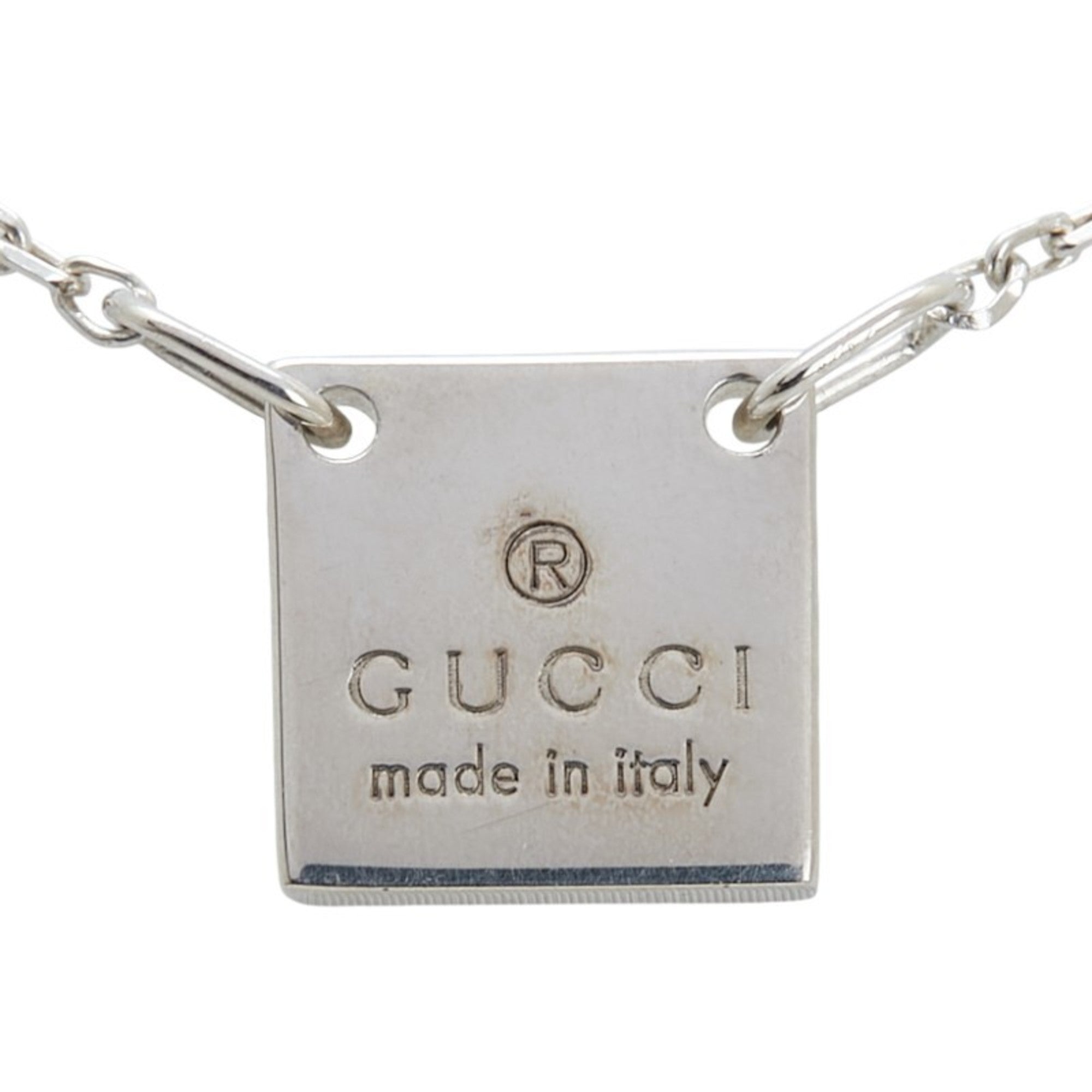 Square Plate Pendant Necklace Sterling Silver